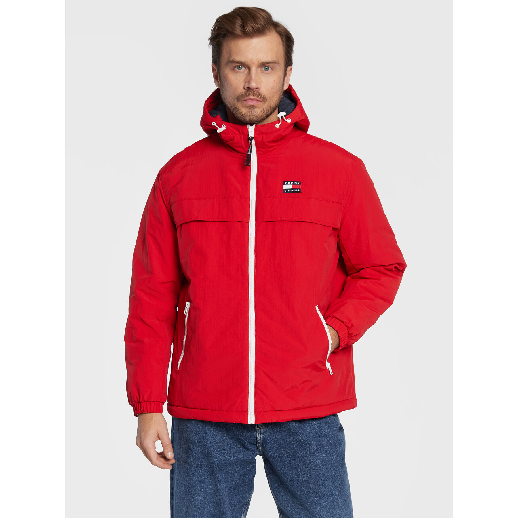 Tommy Jeans Преходно яке Padded Solid Chicago DM0DM14448 Червен Regular Fit - Pepit.bg