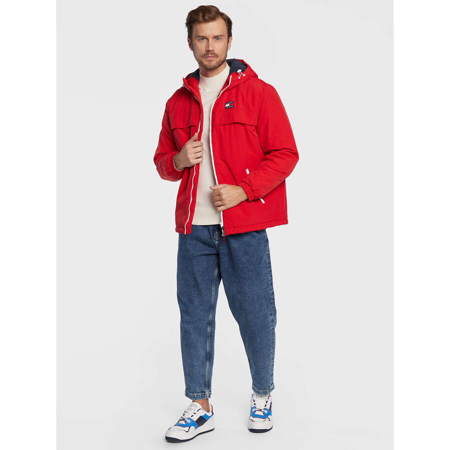 Tommy Jeans Преходно яке Padded Solid Chicago DM0DM14448 Червен Regular Fit - Pepit.bg