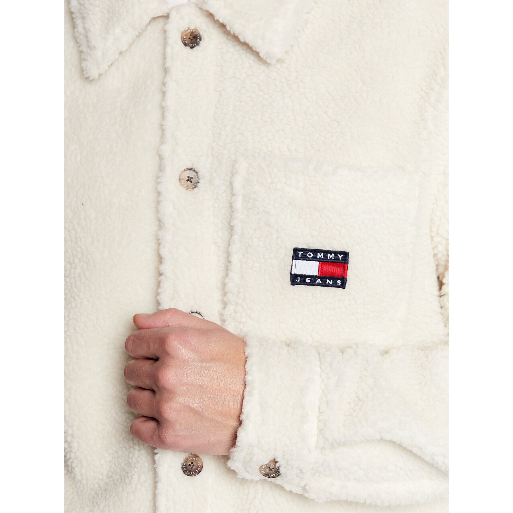 Tommy Jeans Преходно яке Sherpa DM0DM15615 Бежов Oversize - Pepit.bg