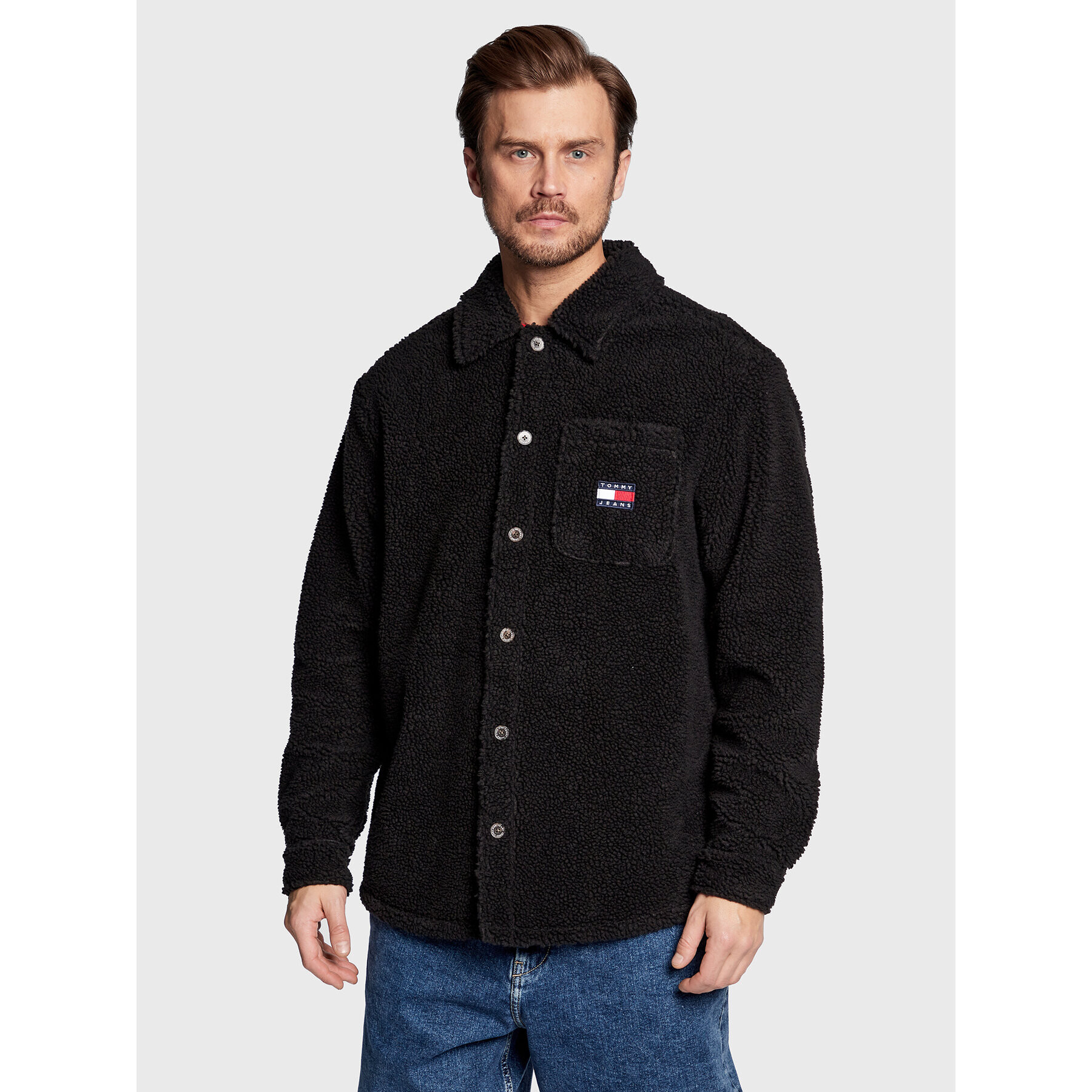 Tommy Jeans Преходно яке Sherpa DM0DM15615 Черен Oversize - Pepit.bg