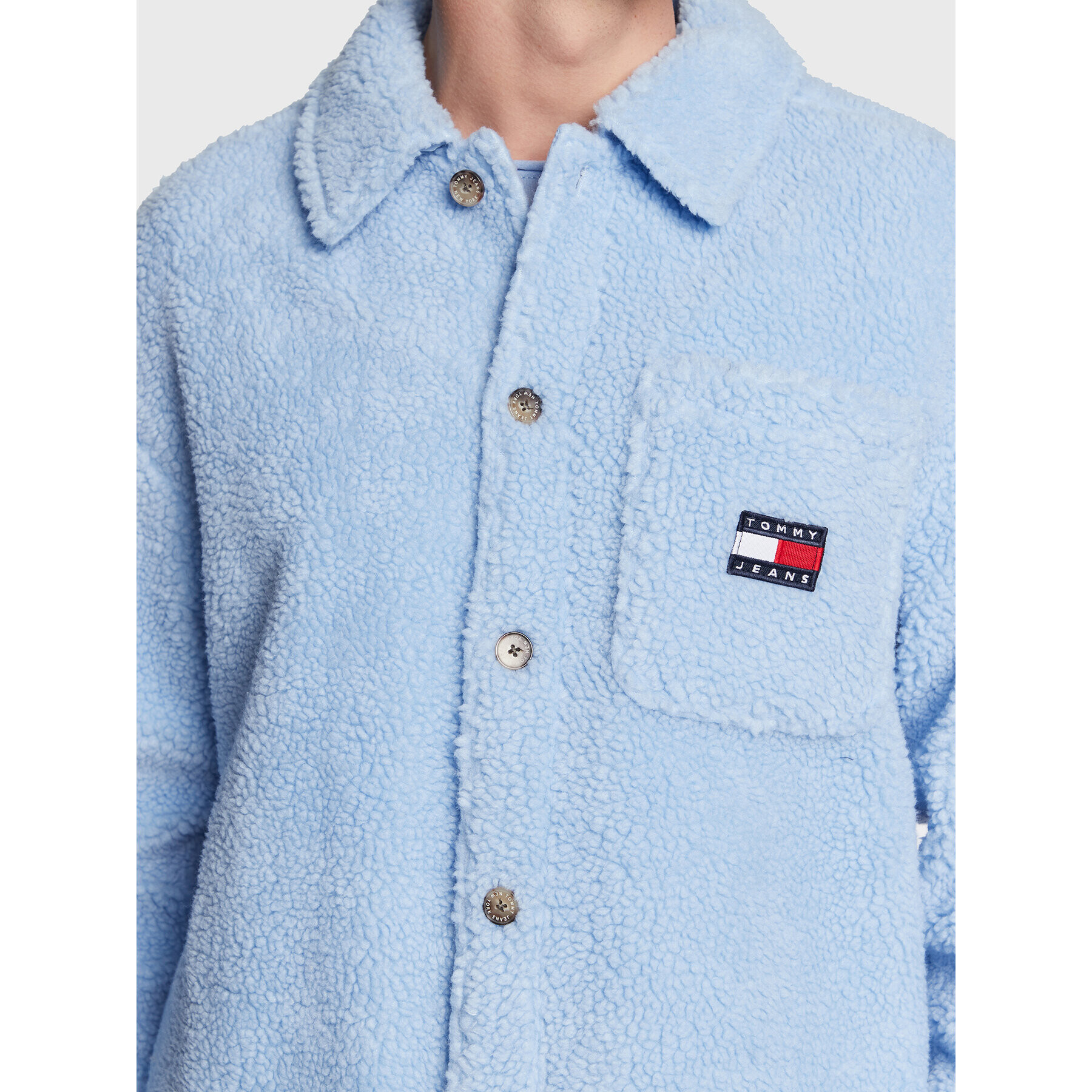 Tommy Jeans Преходно яке Sherpa DM0DM15615 Син Overshirt Fit - Pepit.bg