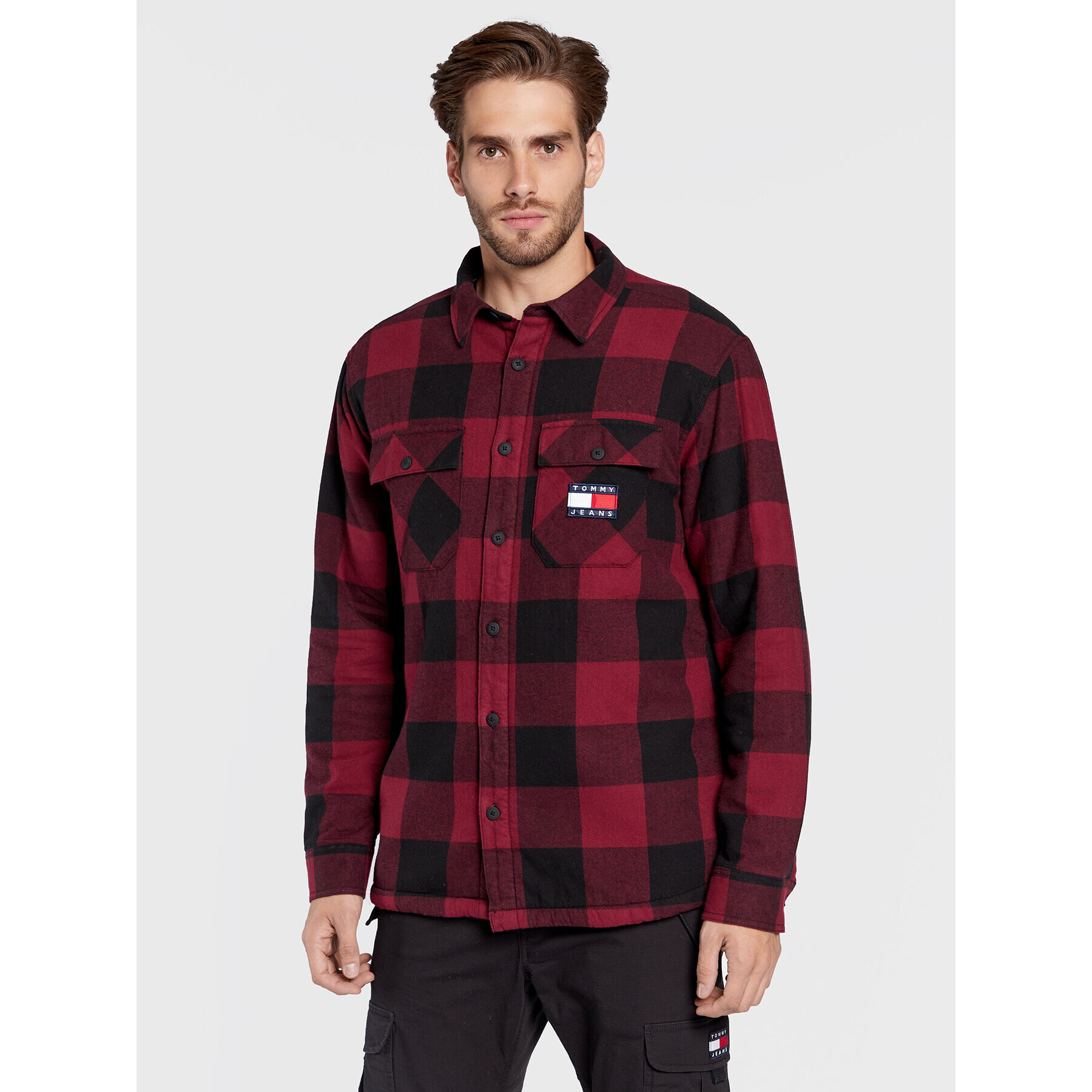 Tommy Jeans Преходно яке Sherpa Flannel DM0DM15132 Бордо Regular Fit - Pepit.bg