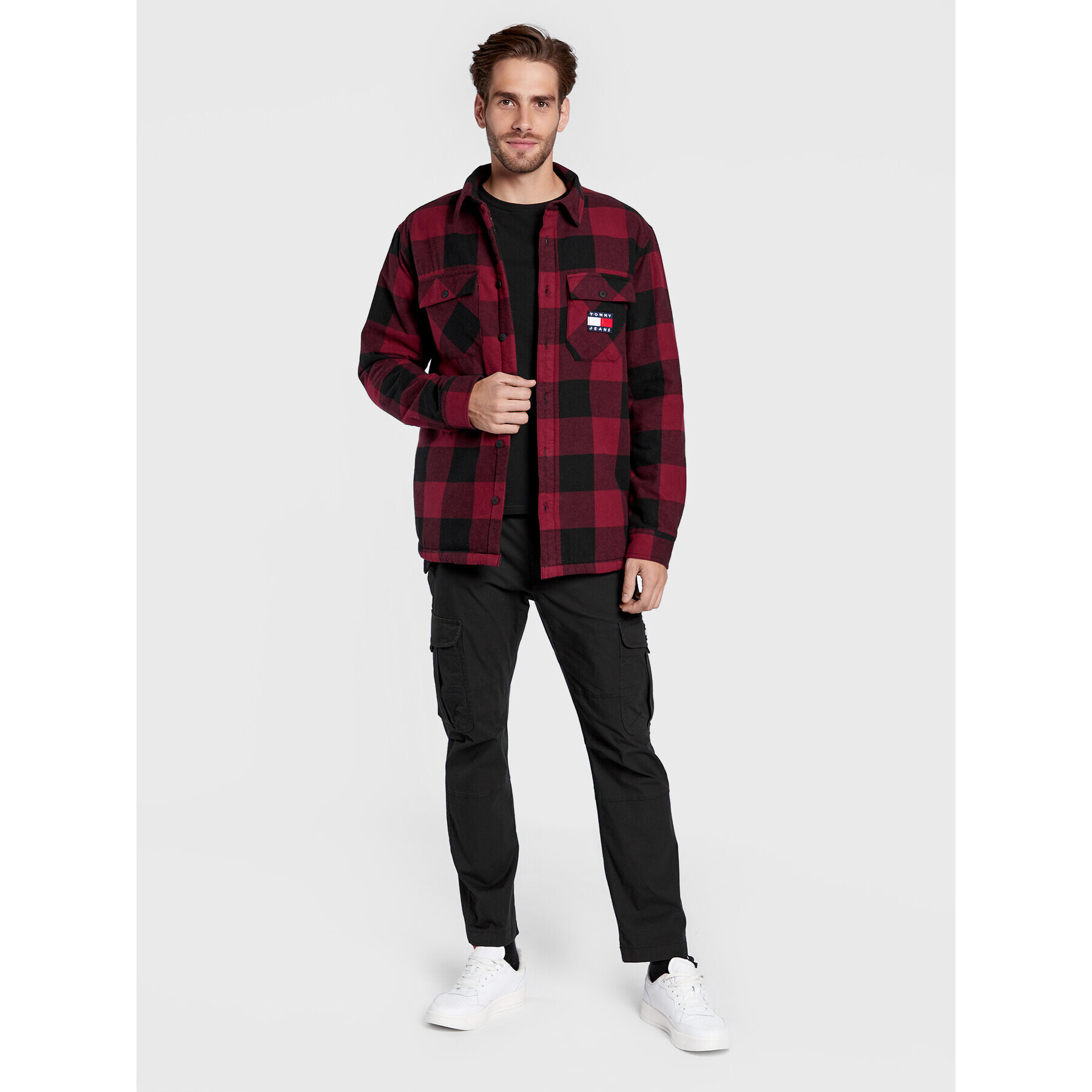 Tommy Jeans Преходно яке Sherpa Flannel DM0DM15132 Бордо Regular Fit - Pepit.bg