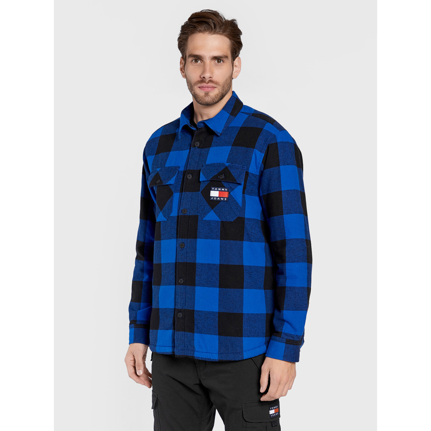 Tommy Jeans Преходно яке Sherpa Flannel DM0DM15132 Тъмносин Regular Fit - Pepit.bg