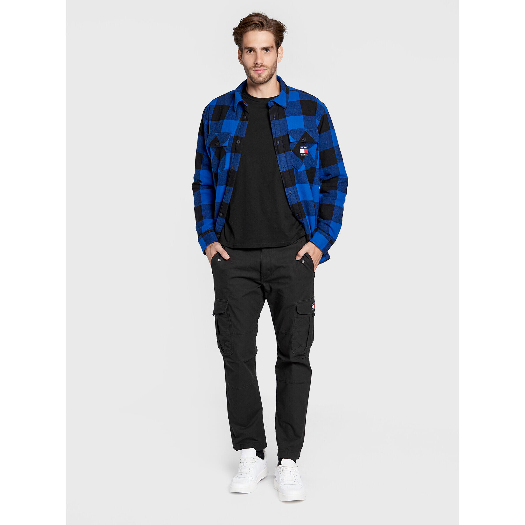 Tommy Jeans Преходно яке Sherpa Flannel DM0DM15132 Тъмносин Regular Fit - Pepit.bg