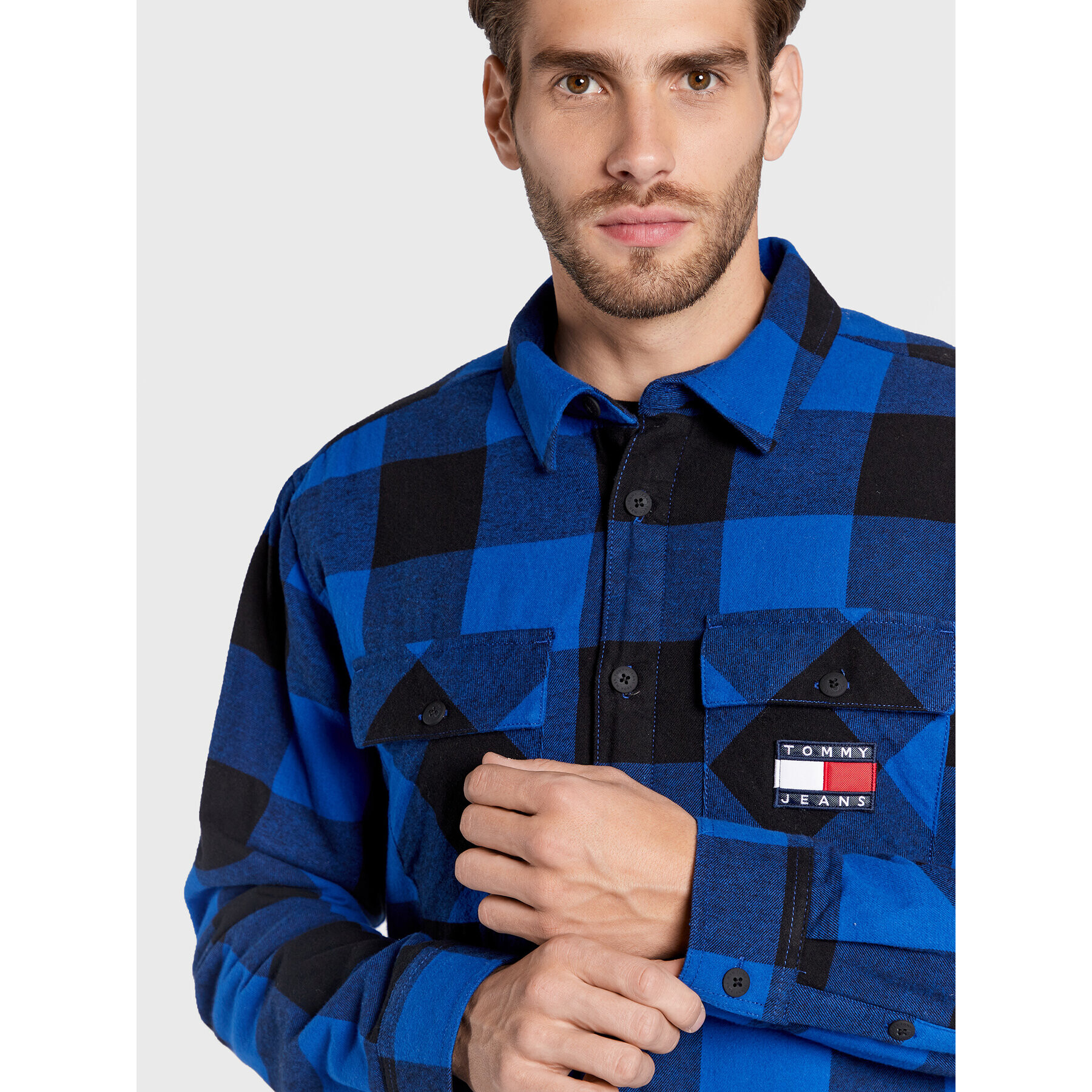 Tommy Jeans Преходно яке Sherpa Flannel DM0DM15132 Тъмносин Regular Fit - Pepit.bg