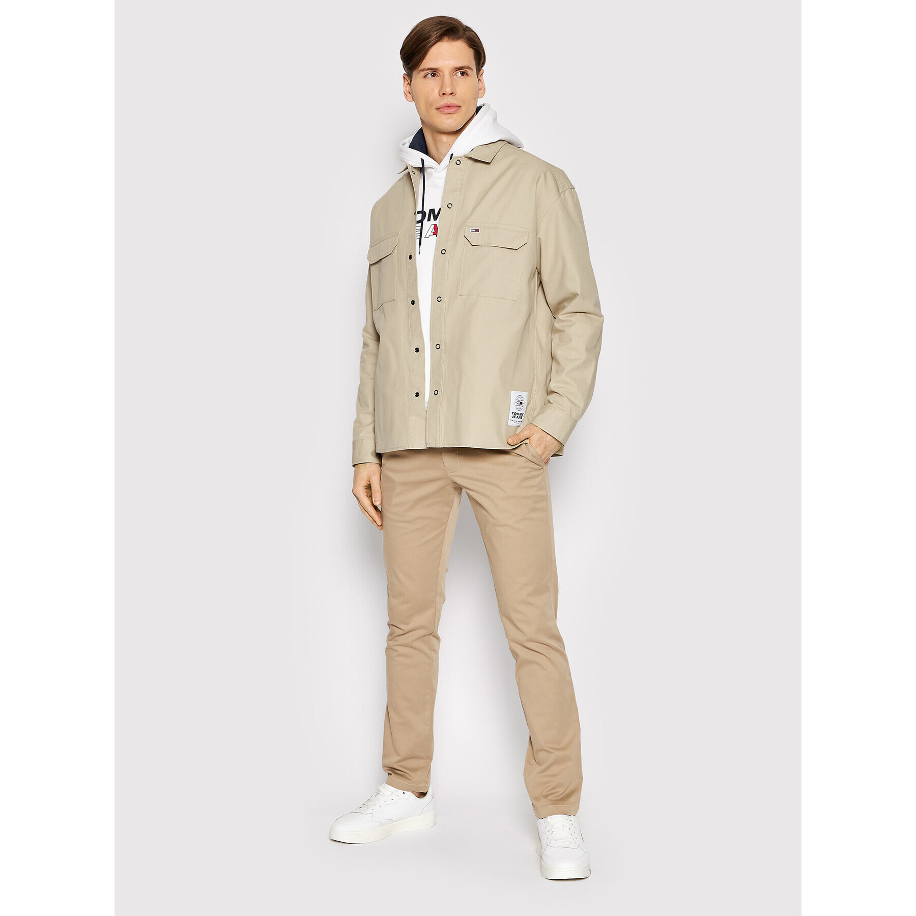 Tommy Jeans Преходно яке Soft Solid DM0DM13039 Бежов Overshirt Fit - Pepit.bg