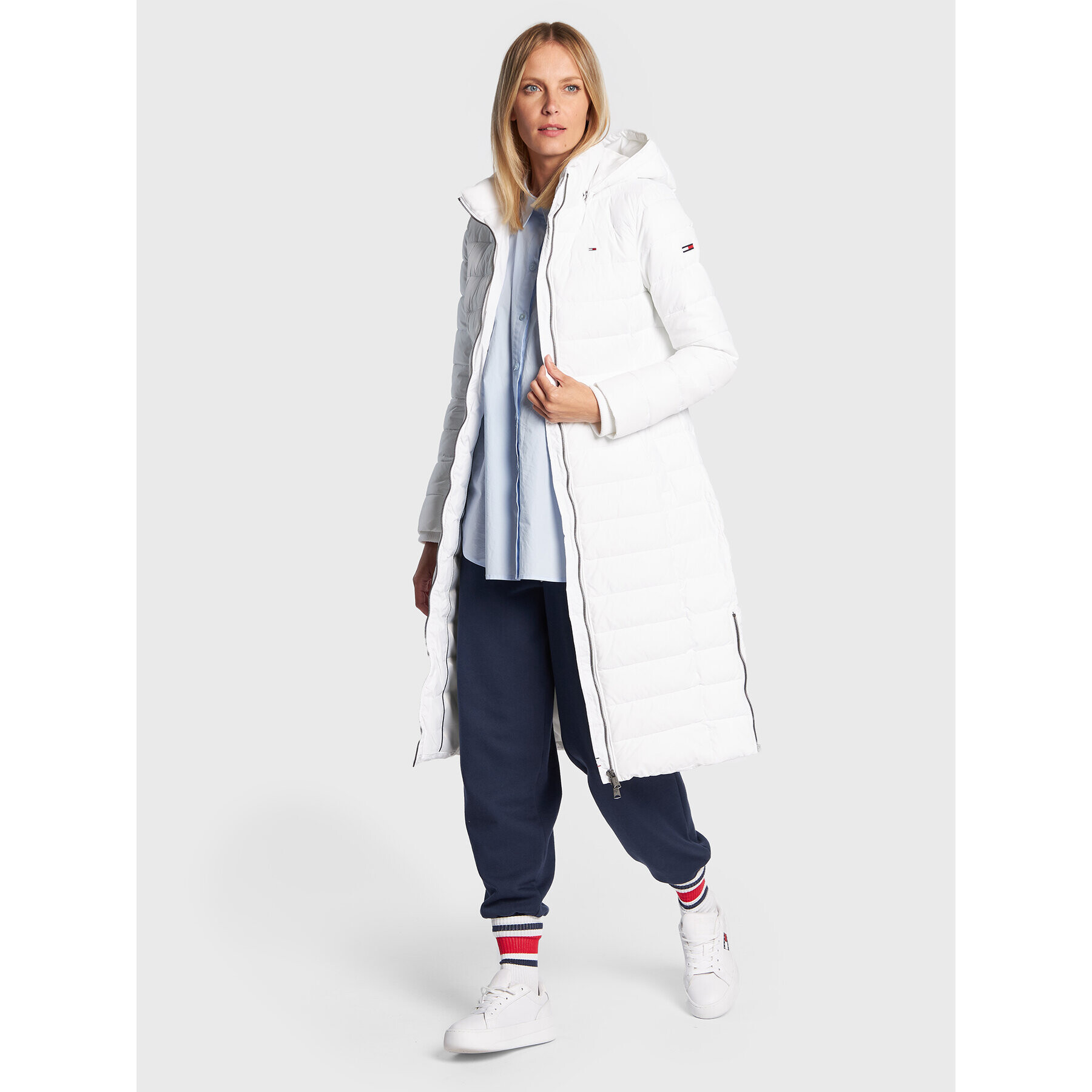Tommy Jeans Пухено яке Basic DW0DW14385 Бял Slim Fit - Pepit.bg