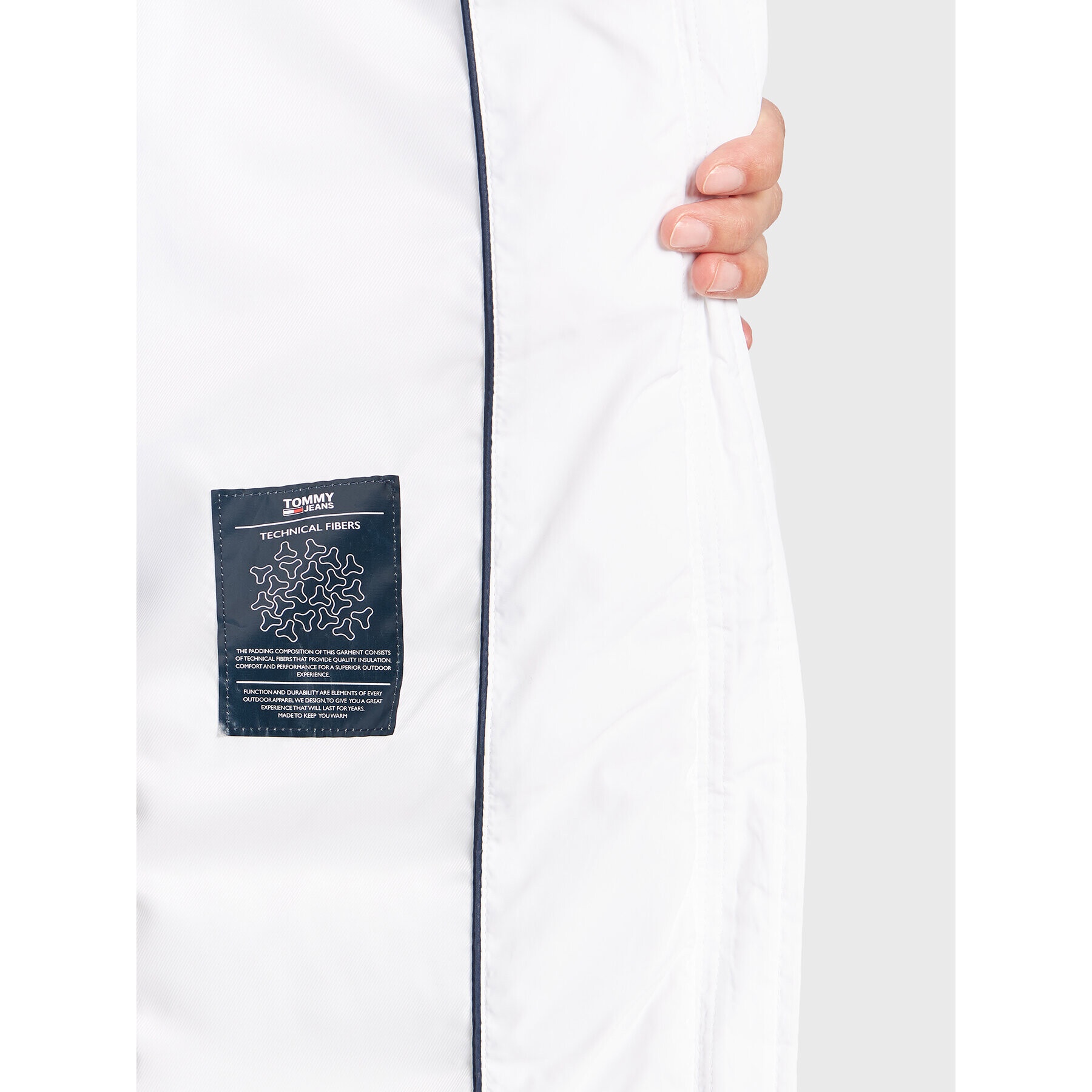 Tommy Jeans Пухено яке Basic DW0DW14385 Бял Slim Fit - Pepit.bg