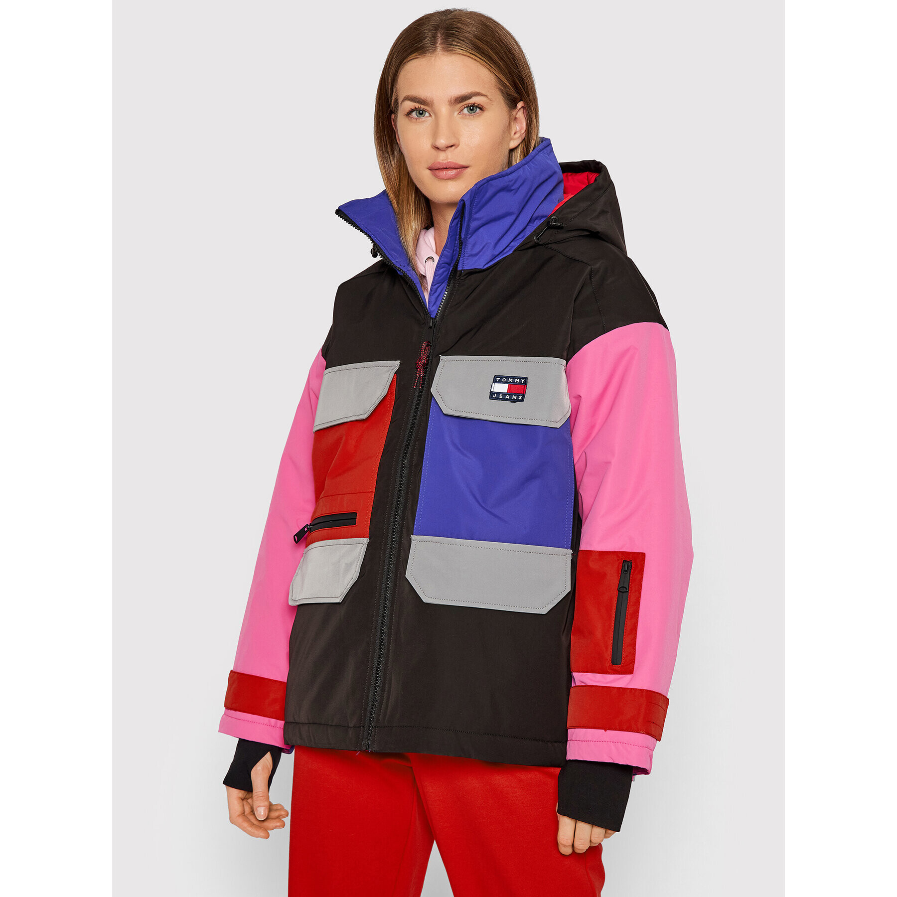 Tommy Jeans Пухено яке Colorblock DW0DW11328 Цветен Relaxed Fit - Pepit.bg