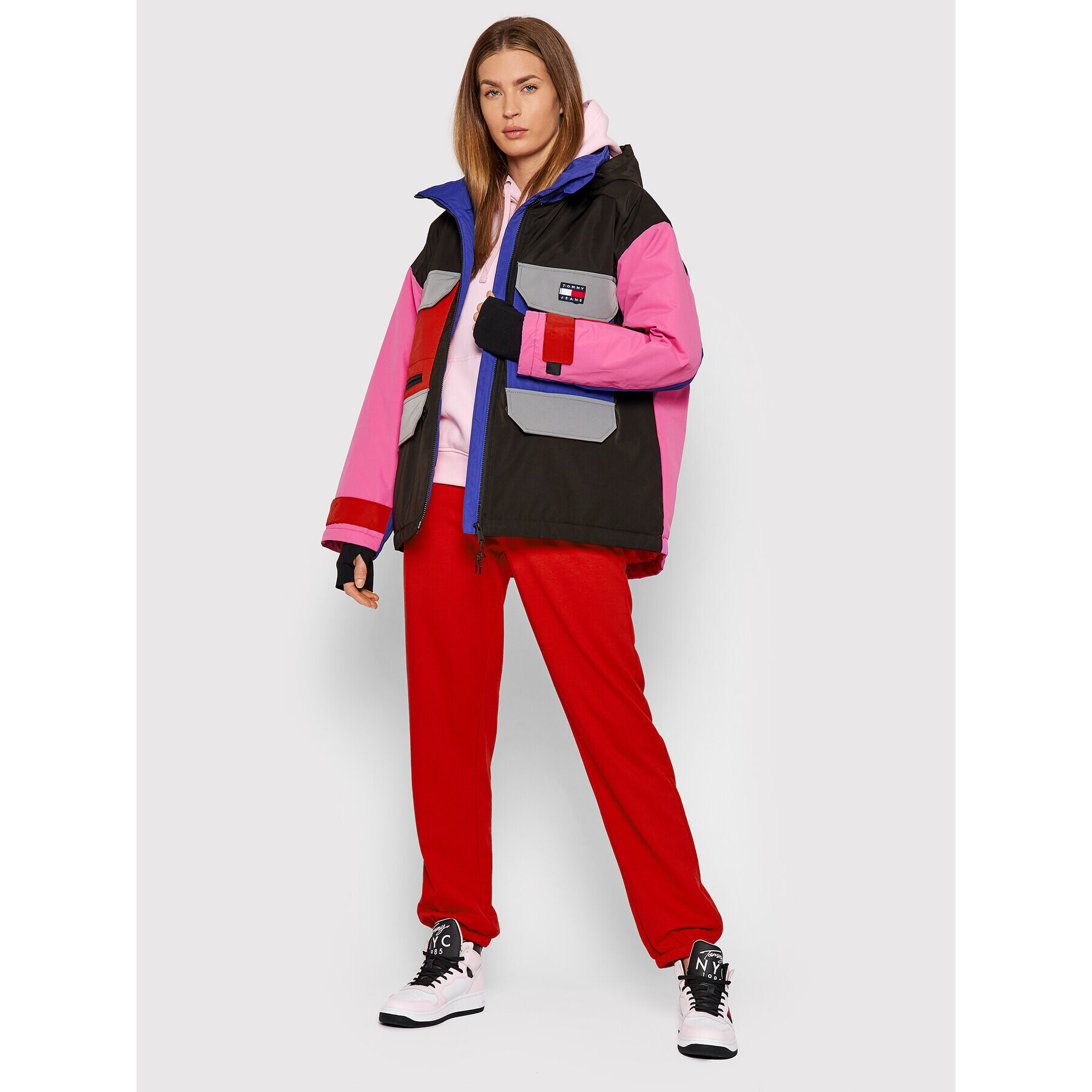 Tommy Jeans Пухено яке Colorblock DW0DW11328 Цветен Relaxed Fit - Pepit.bg