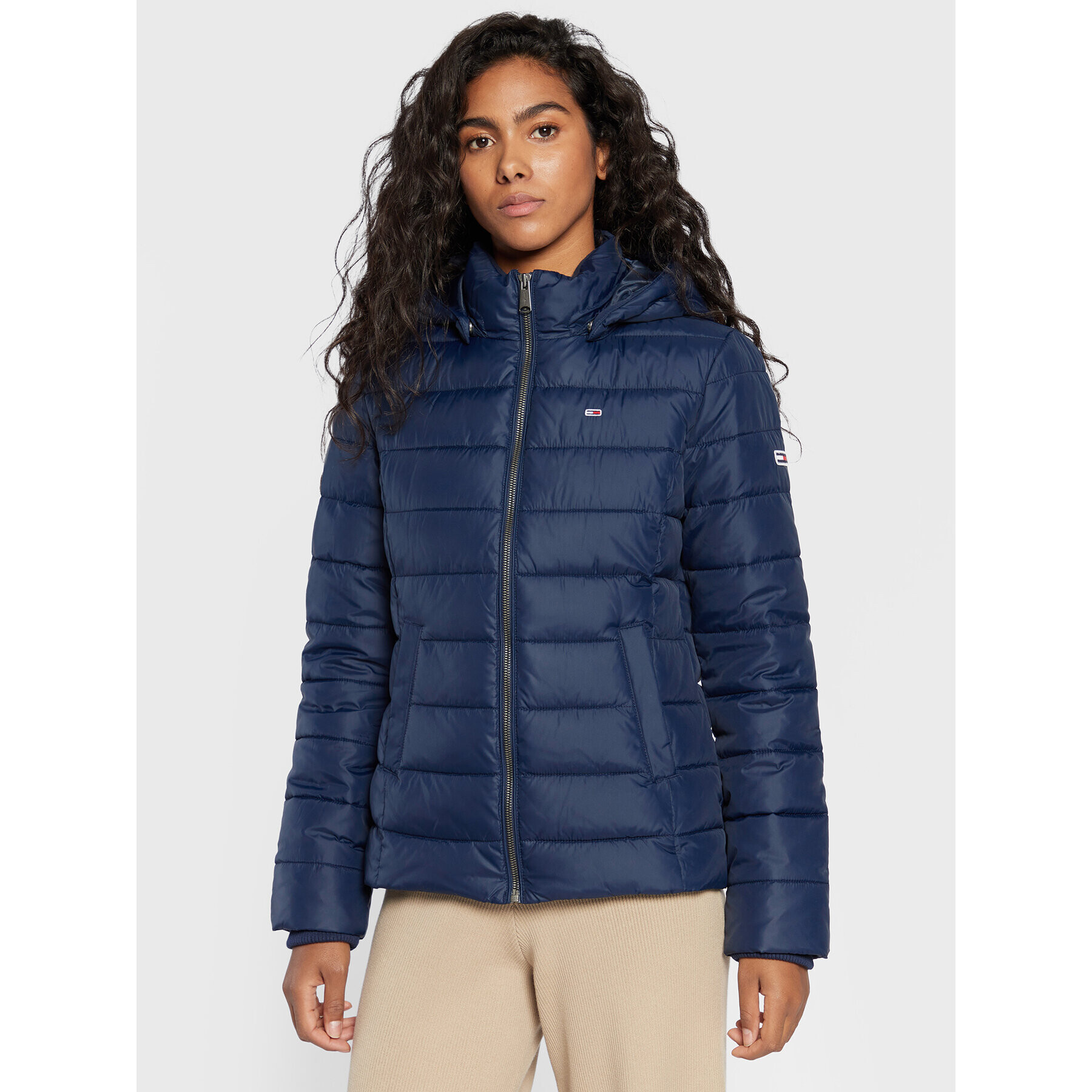 Tommy Jeans Пухено яке Basic DW0DW13741 Тъмносин Regular Fit - Pepit.bg