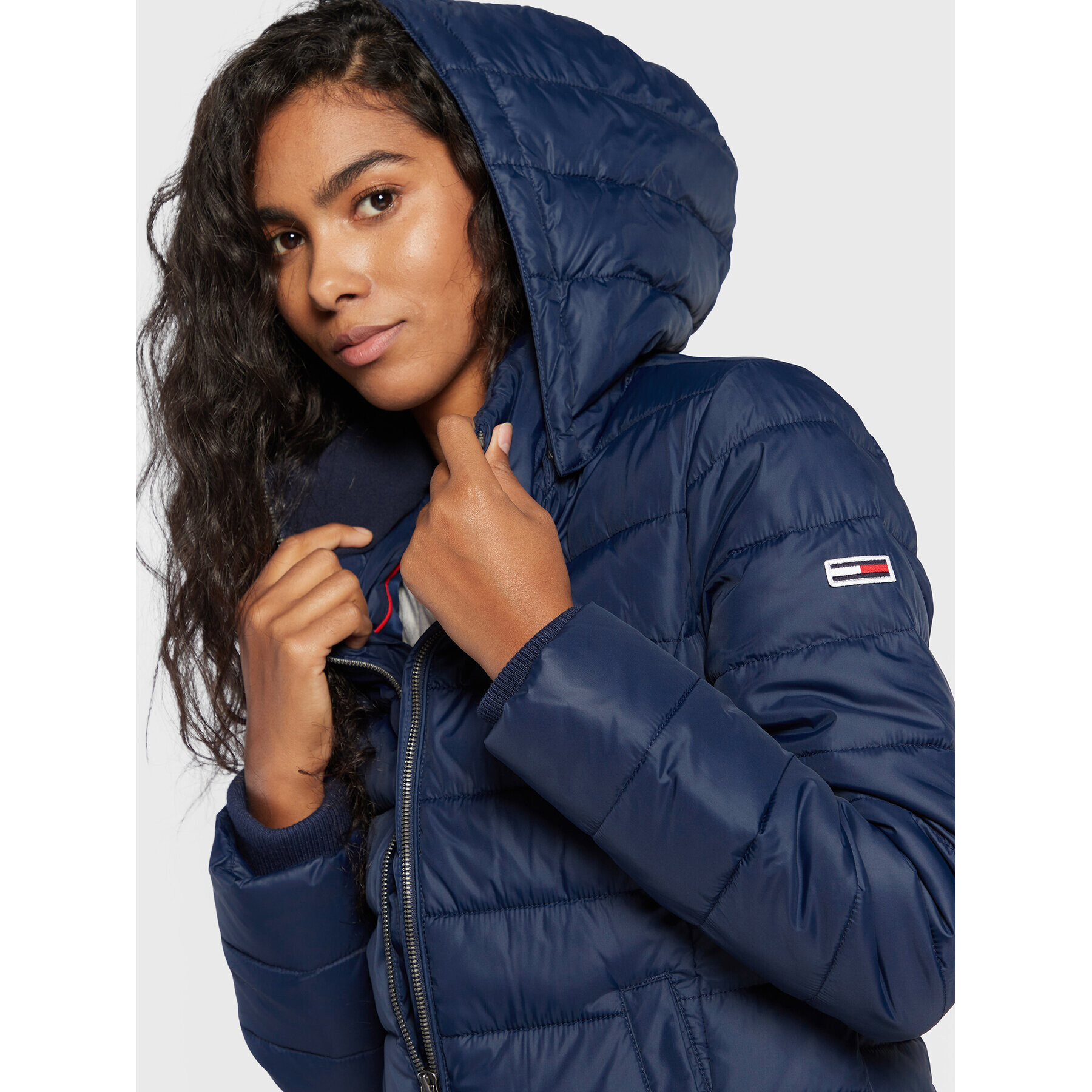 Tommy Jeans Пухено яке Basic DW0DW13741 Тъмносин Regular Fit - Pepit.bg