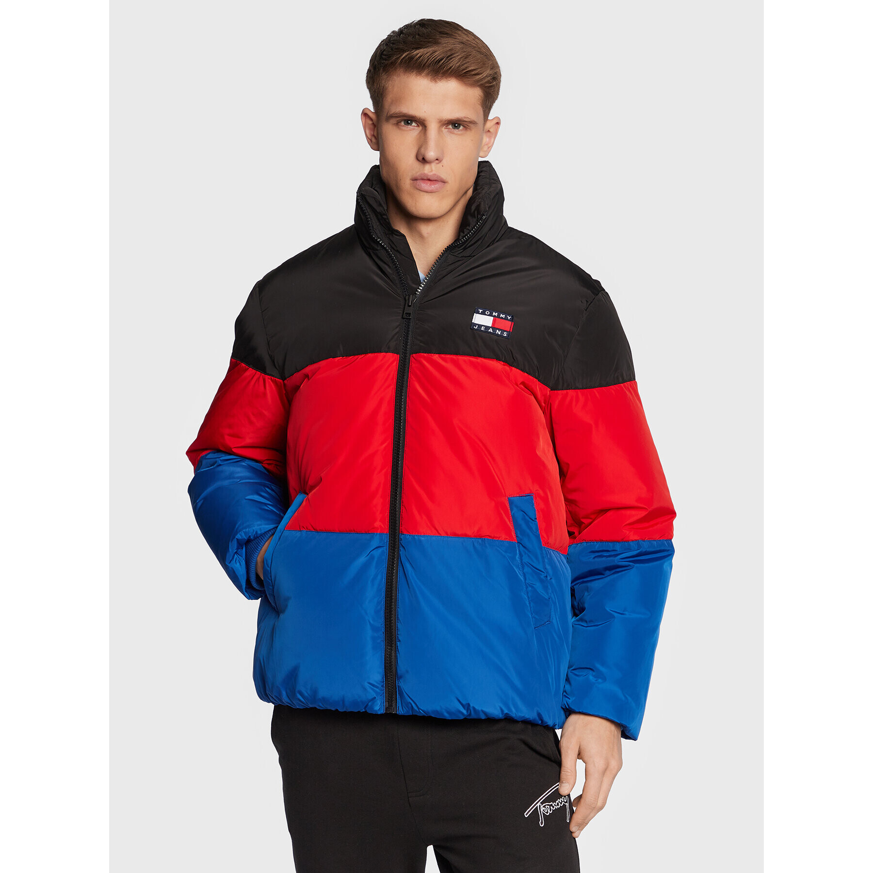 Tommy Jeans Пухено яке Bold Stripe DM0DM15628 Цветен Regular Fit - Pepit.bg