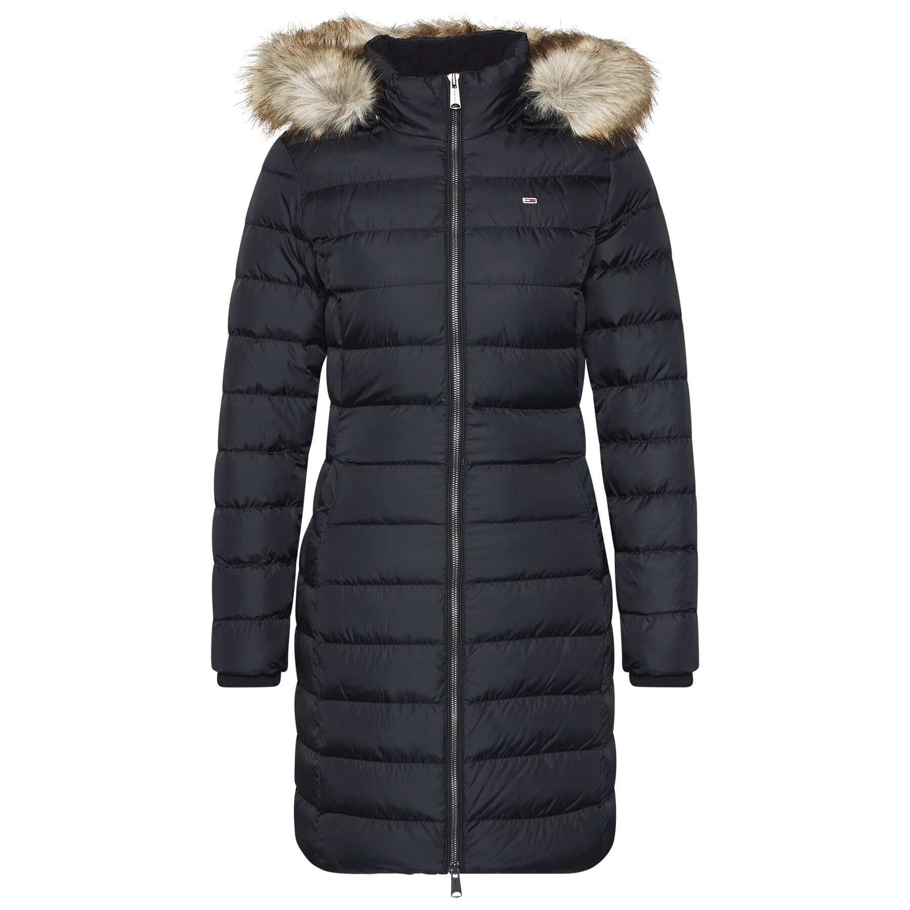 Tommy Jeans Пухено яке Essential DW0DW09060 Черен Regular Fit - Pepit.bg