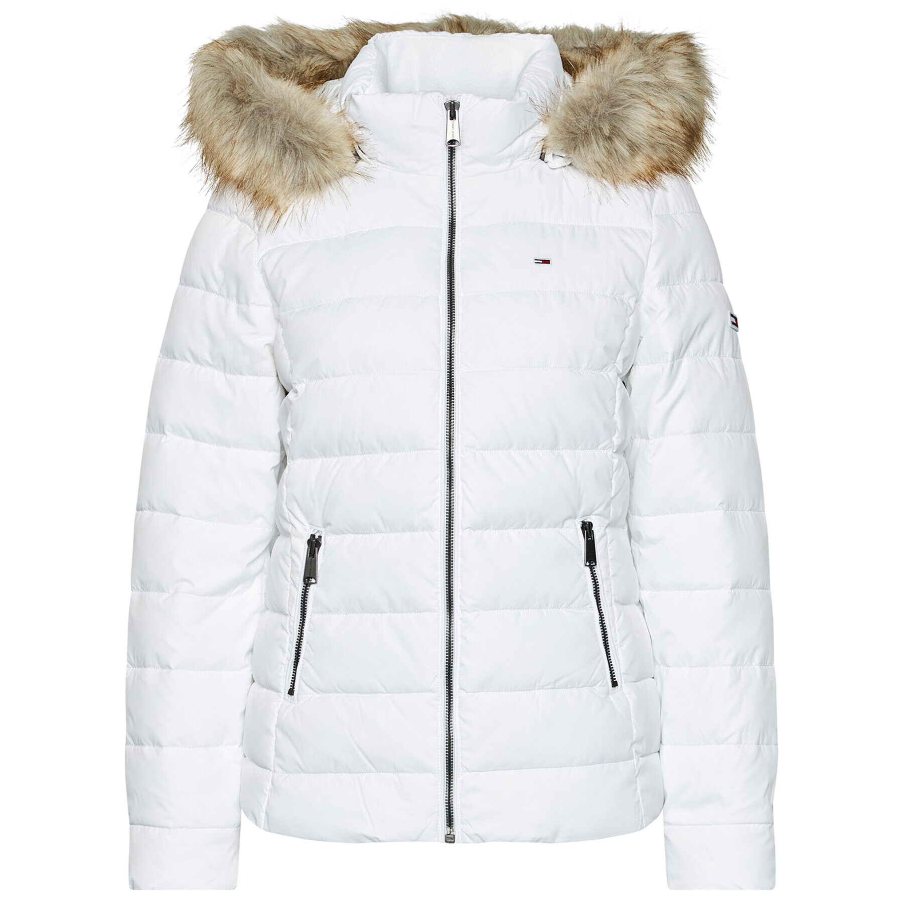 Tommy Jeans Пухено яке Essential DW0DW09062 Бял Slim Fit - Pepit.bg