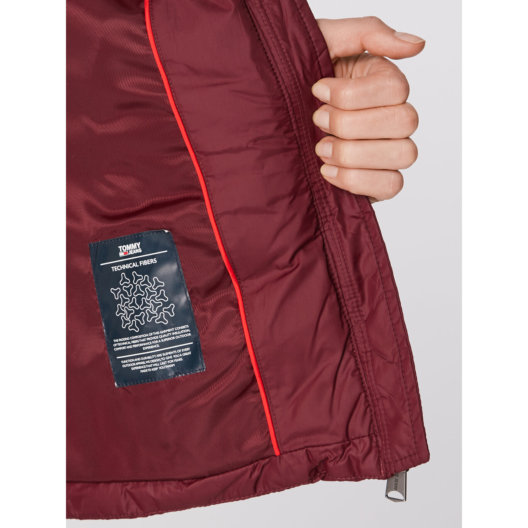 Tommy Jeans Пухено яке Essential DW0DW09062 Бордо Slim Fit - Pepit.bg