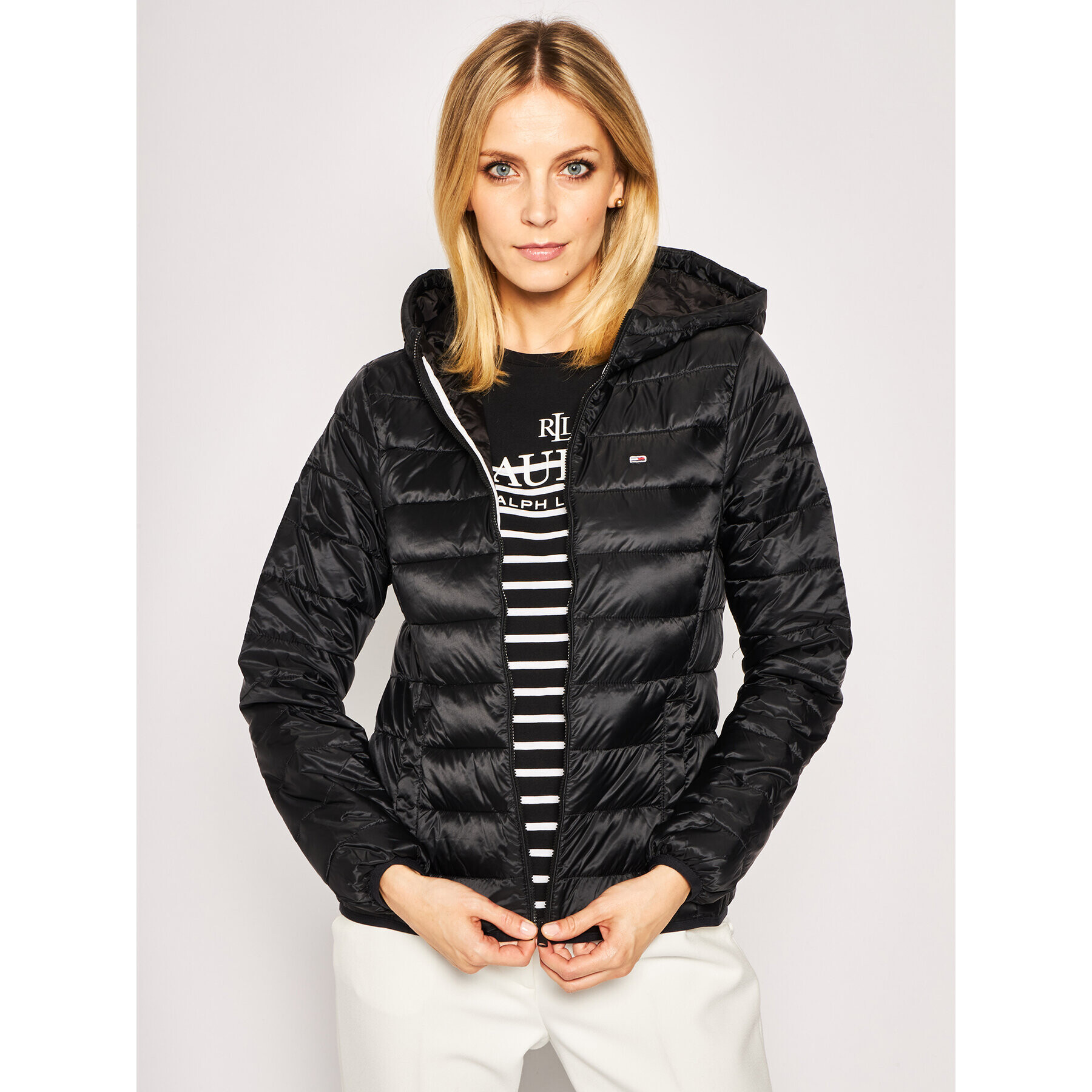 Tommy Jeans Пухено яке Quilted Zip DW0DW06748 Черен Regular Fit - Pepit.bg