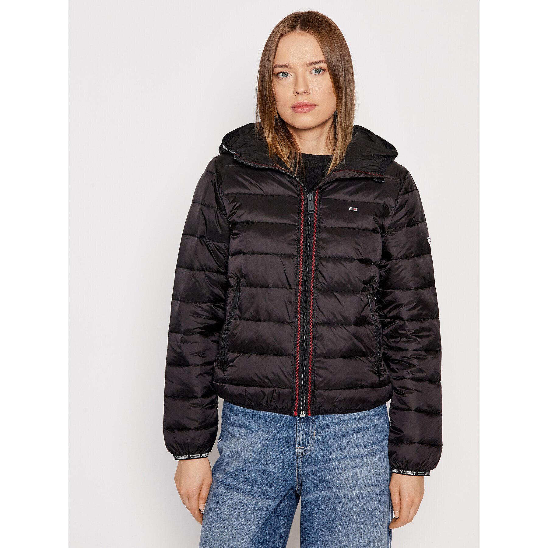 Tommy Jeans Пухено яке Tjw Quilted Tape DW0DW09350 Черен Regular Fit - Pepit.bg