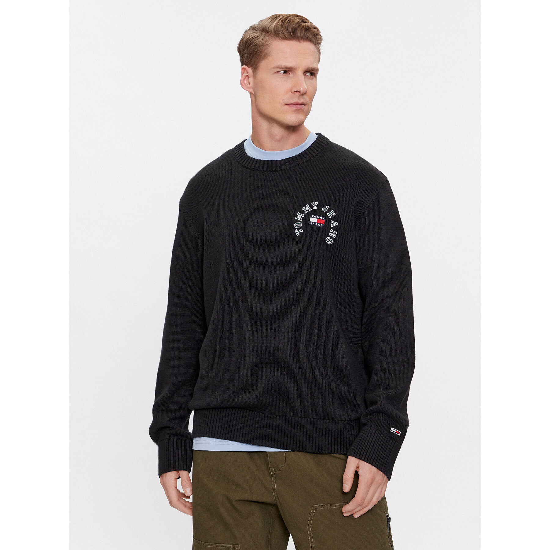 Tommy Jeans Пуловер Arched Graphic DM0DM16784 Черен Relaxed Fit - Pepit.bg