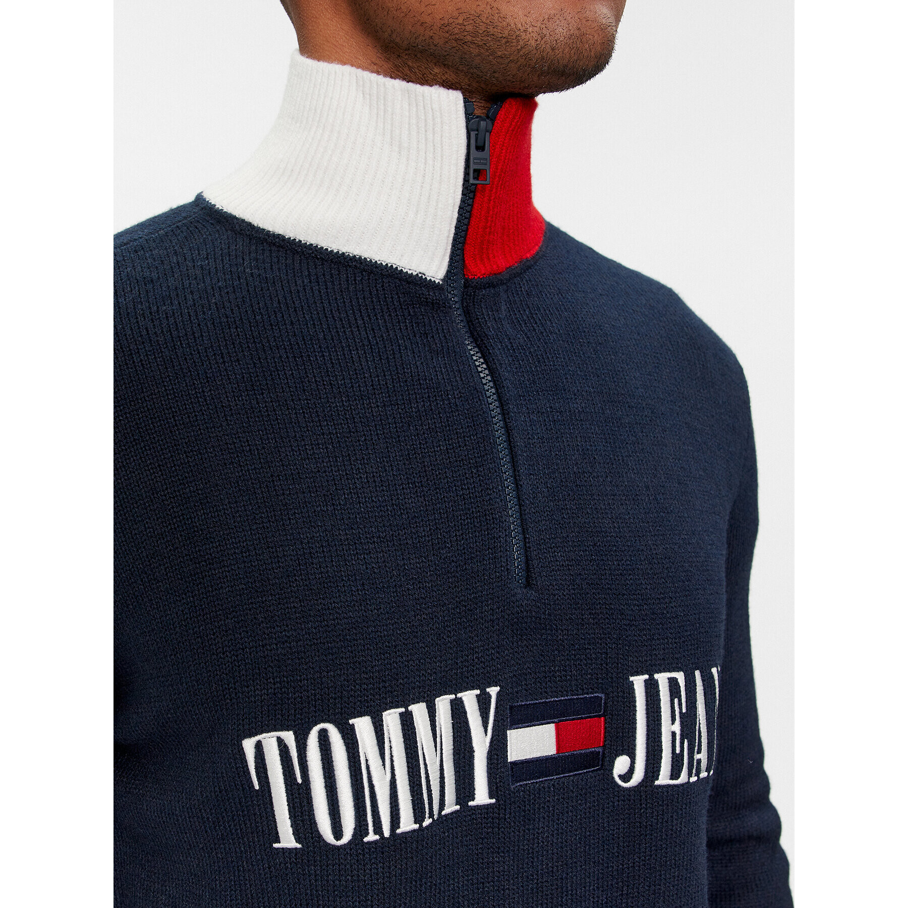 Tommy Jeans Пуловер Archive DM0DM18368 Тъмносин Slim Fit - Pepit.bg