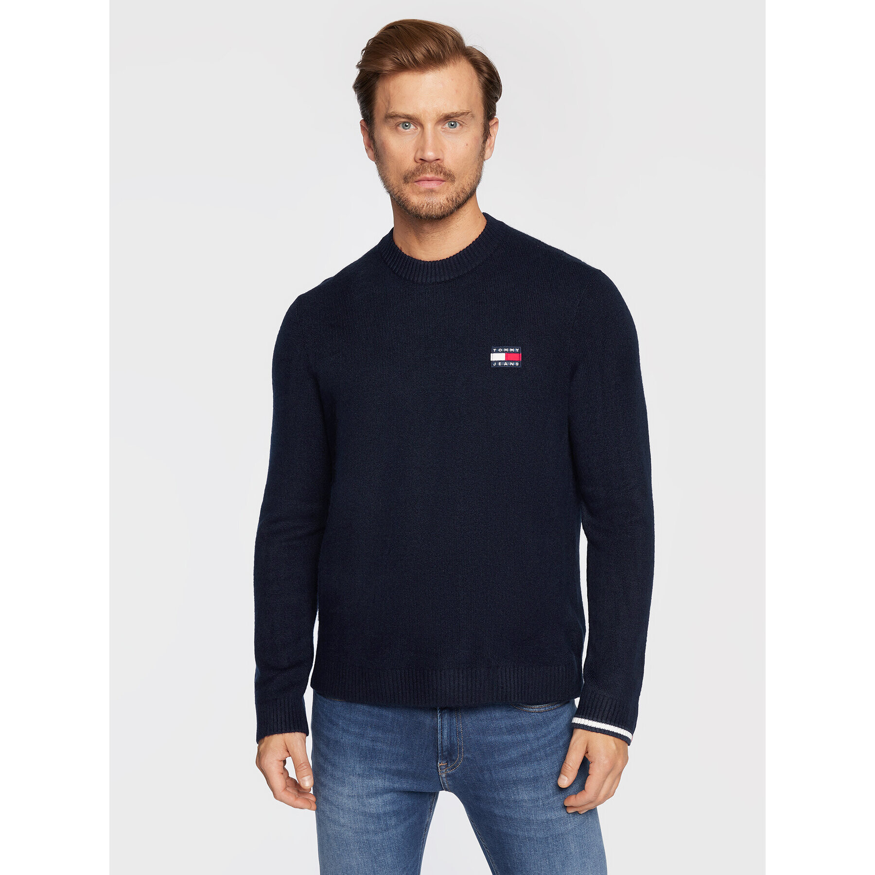 Tommy Jeans Пуловер Badge DM0DM15065 Тъмносин Relaxed Fit - Pepit.bg