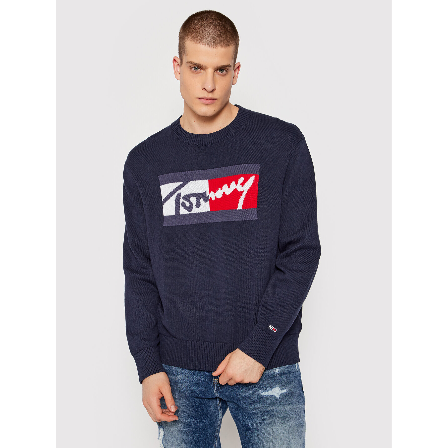 Tommy Jeans Пуловер Branded DM0DM11365 Син Relaxed Fit - Pepit.bg