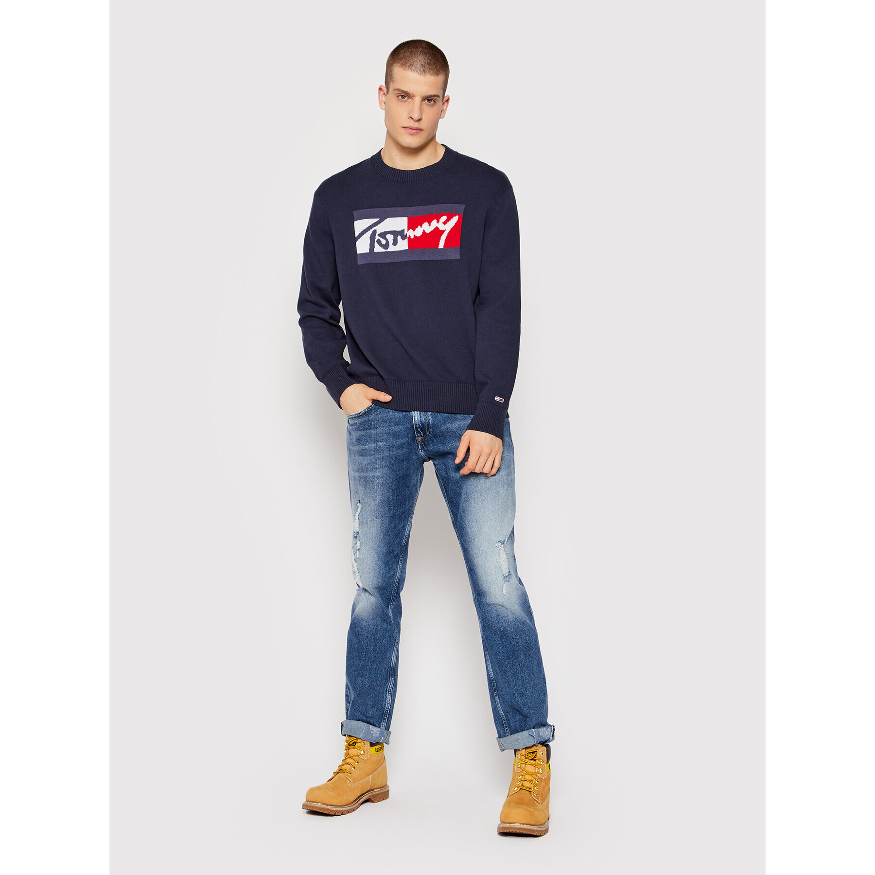 Tommy Jeans Пуловер Branded DM0DM11365 Син Relaxed Fit - Pepit.bg