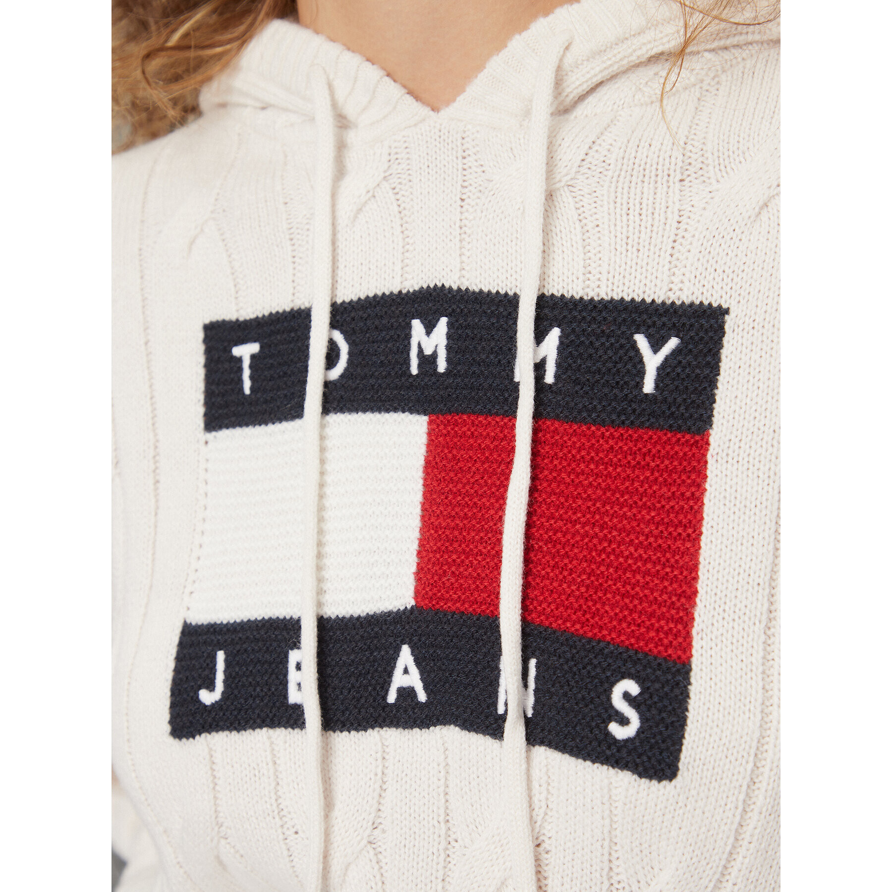 Tommy Jeans Пуловер Center Flag DW0DW16528 Екрю Regular Fit - Pepit.bg