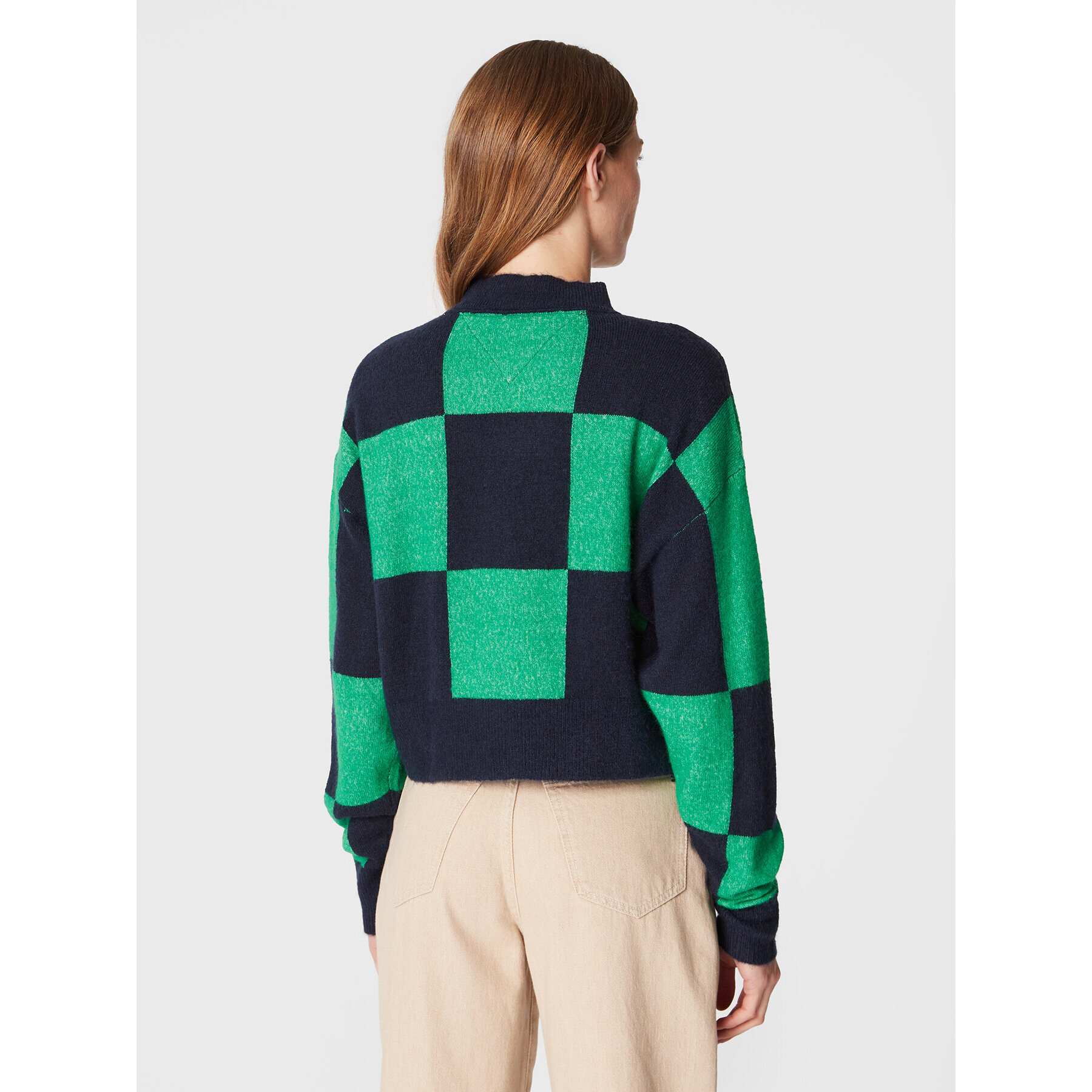 Tommy Jeans Пуловер Checker Flag DW0DW14316 Зелен Relaxed Fit - Pepit.bg