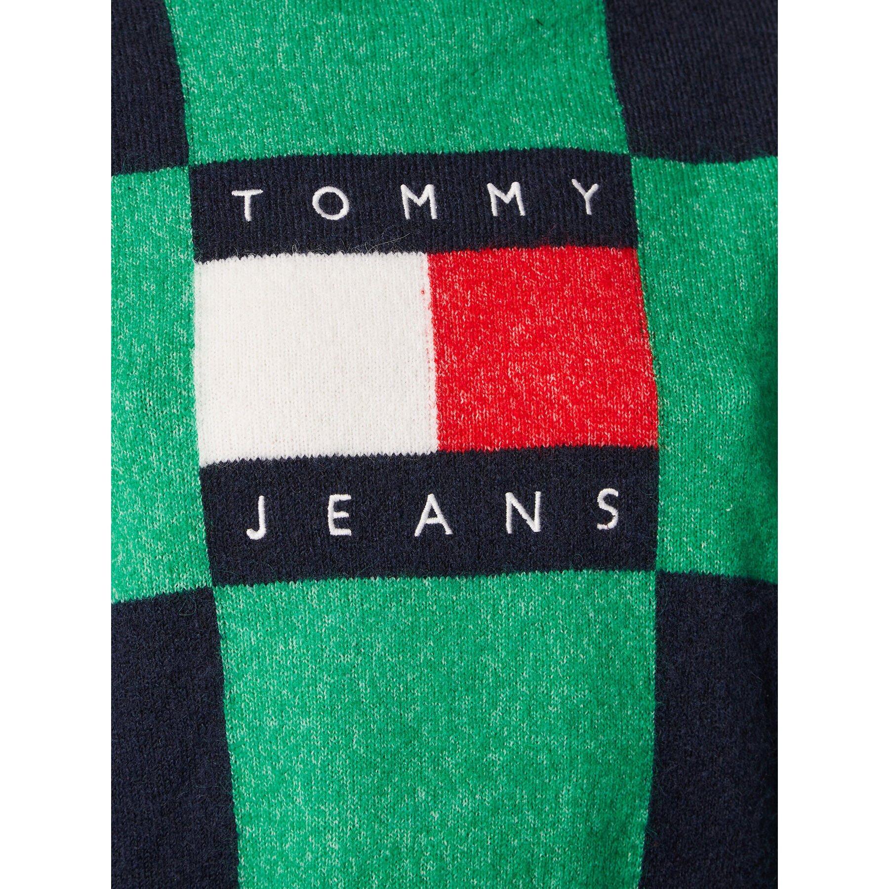 Tommy Jeans Пуловер Checker Flag DW0DW14316 Зелен Relaxed Fit - Pepit.bg