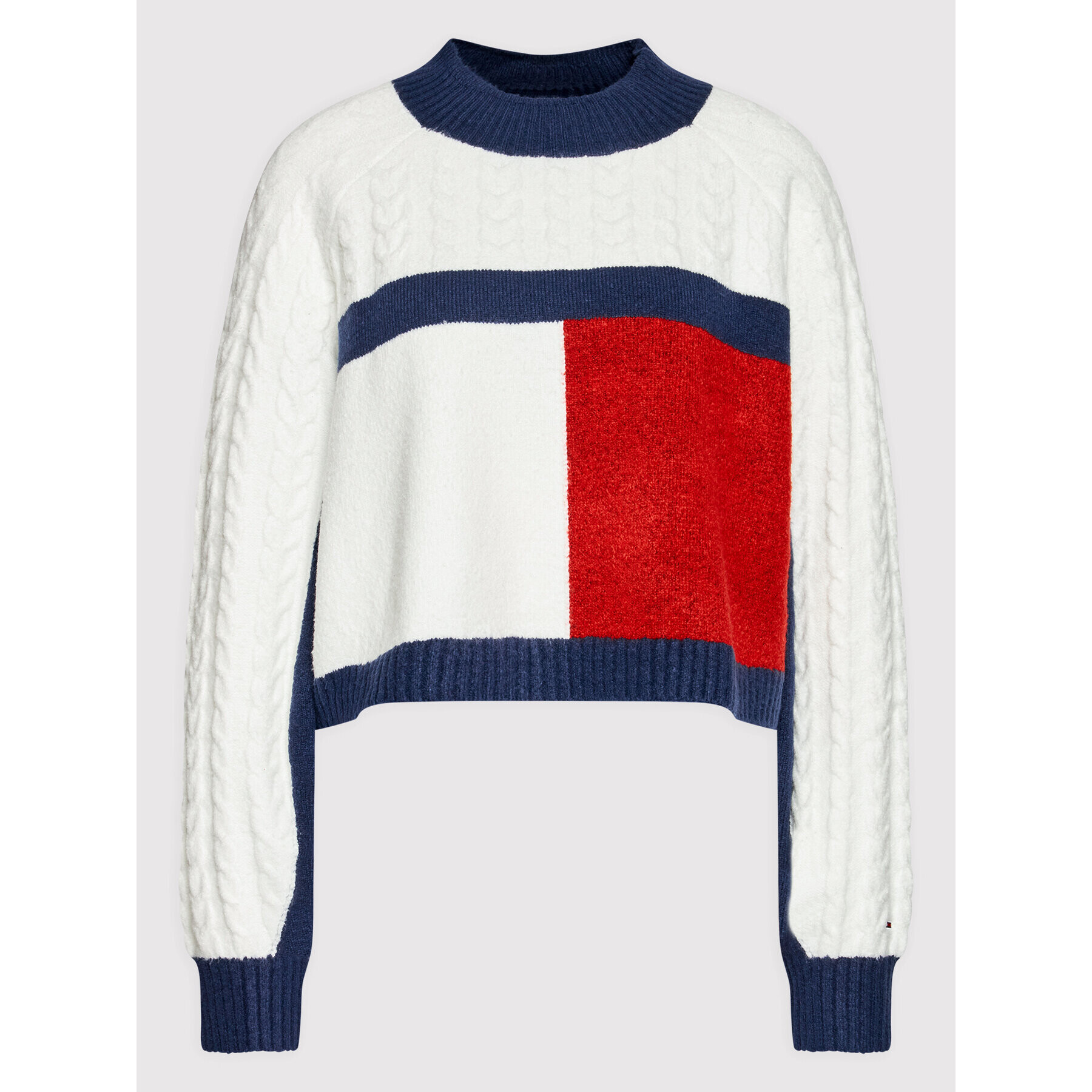 Tommy Jeans Пуловер Crop Flag Rwb DW0DW12029 Бежов Boxy Fit - Pepit.bg