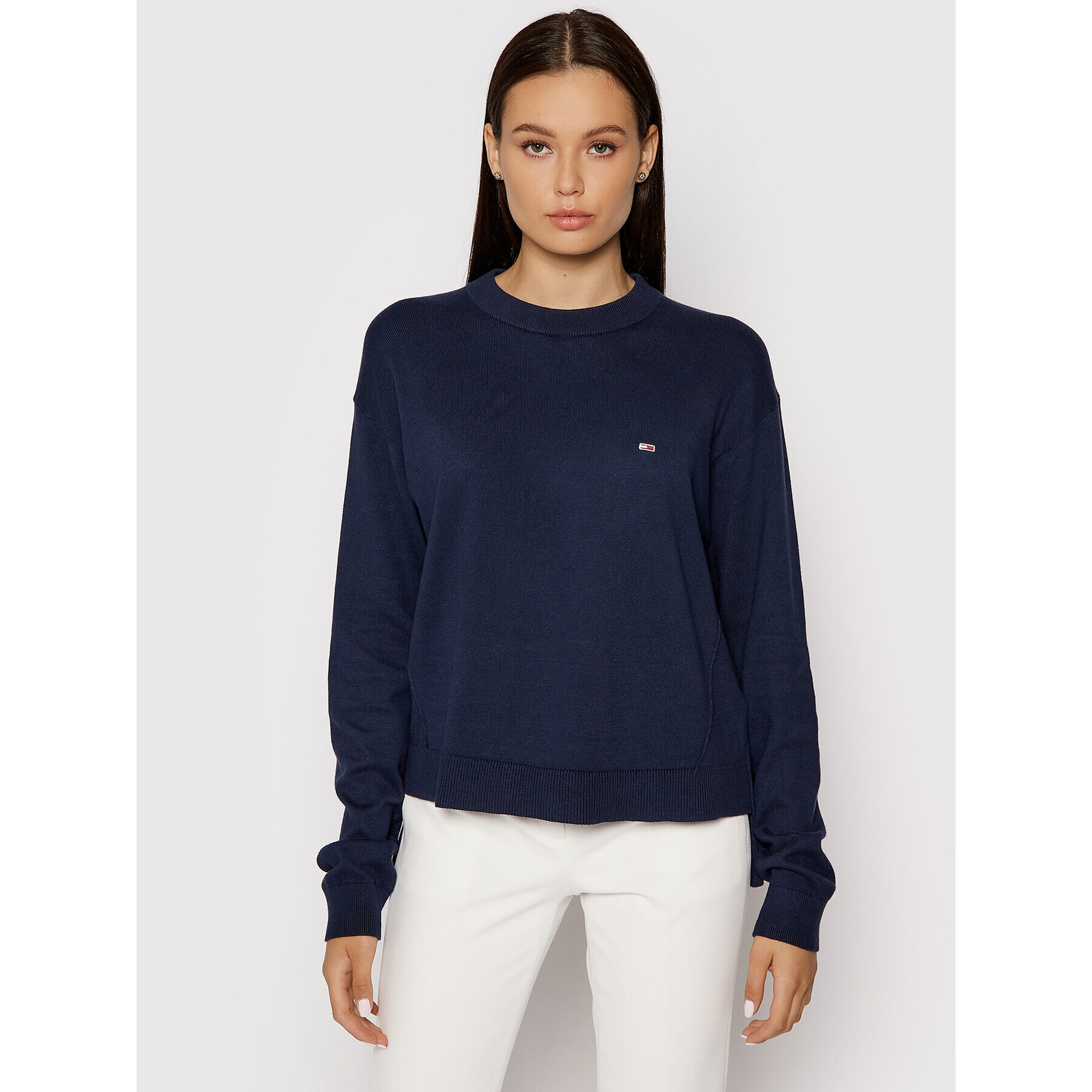 Tommy Jeans Пуловер DW0DW09984 Тъмносин Relaxed Fit - Pepit.bg