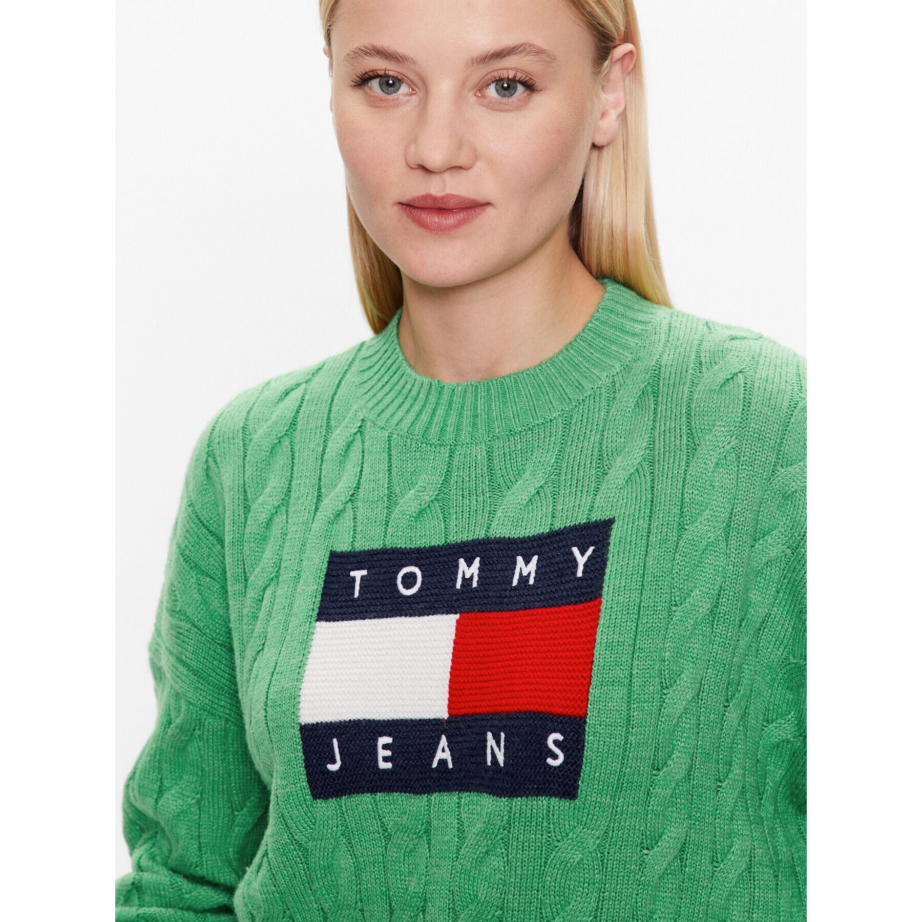 Tommy Jeans Пуловер DW0DW14261 Зелен Regular Fit - Pepit.bg