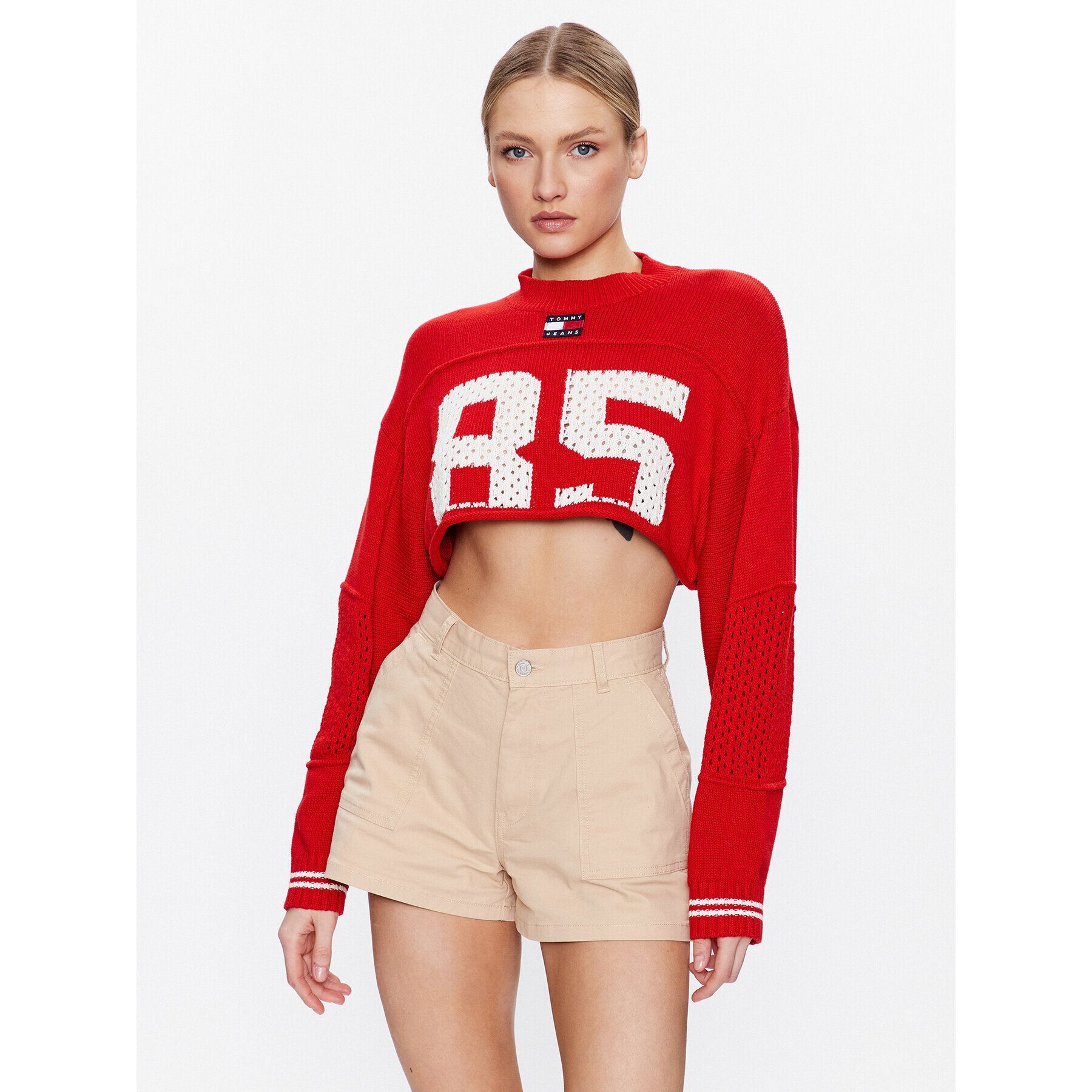 Tommy Jeans Пуловер DW0DW15396 Червен Relaxed Fit - Pepit.bg