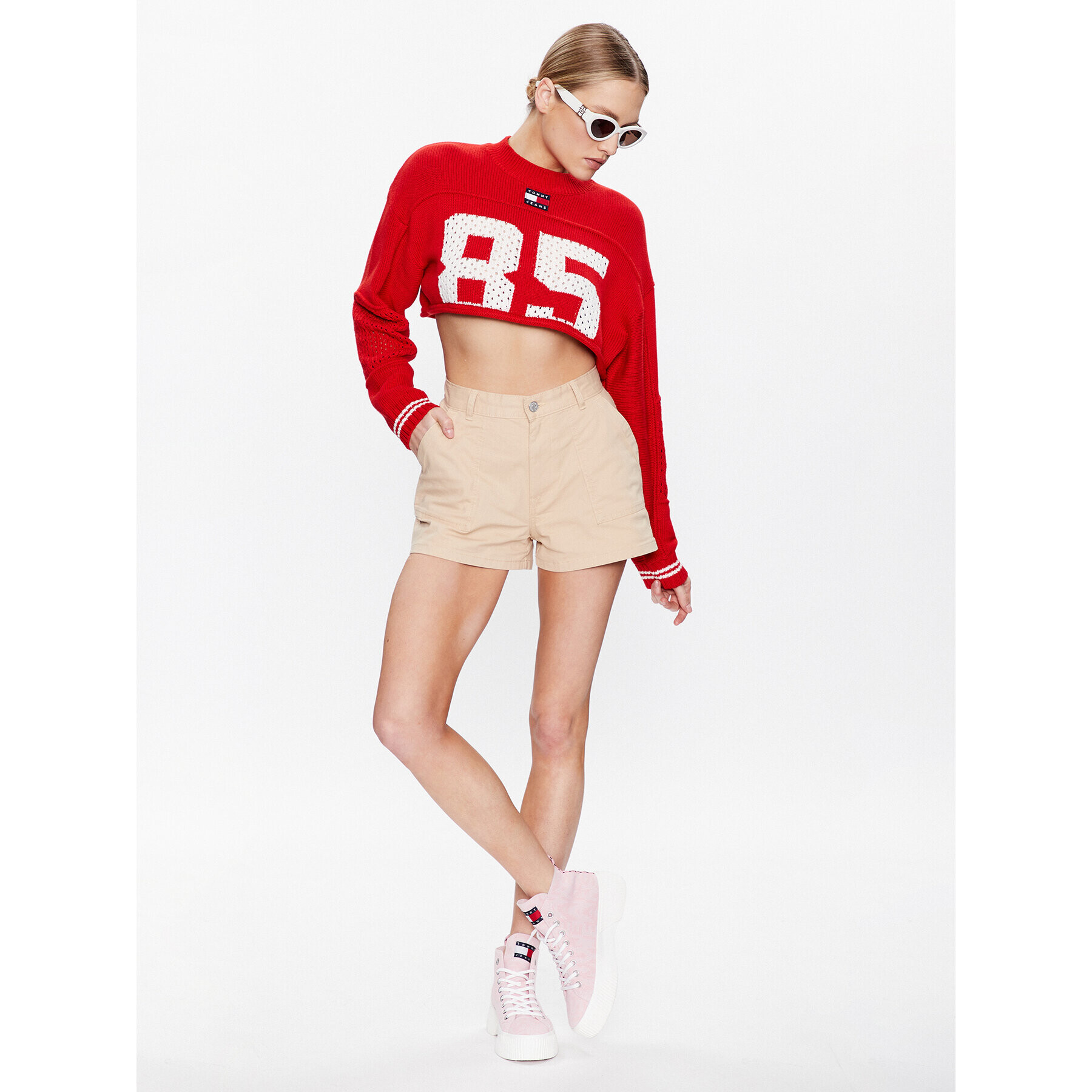 Tommy Jeans Пуловер DW0DW15396 Червен Relaxed Fit - Pepit.bg