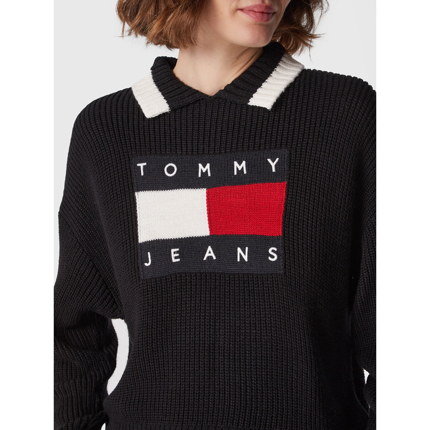 Tommy Jeans Пуловер Flag DW0DW14951 Черен Regular Fit - Pepit.bg