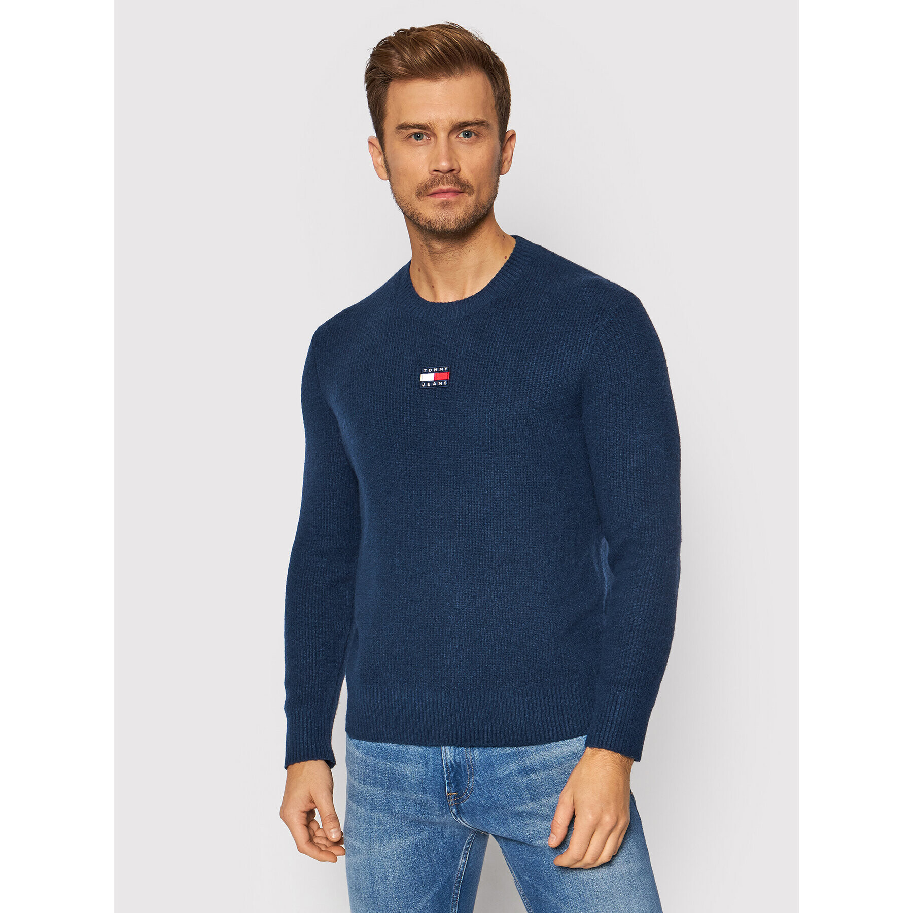 Tommy Jeans Пуловер Tjm Solid Badge DM0DM11341 Тъмносин Relaxed Fit - Pepit.bg