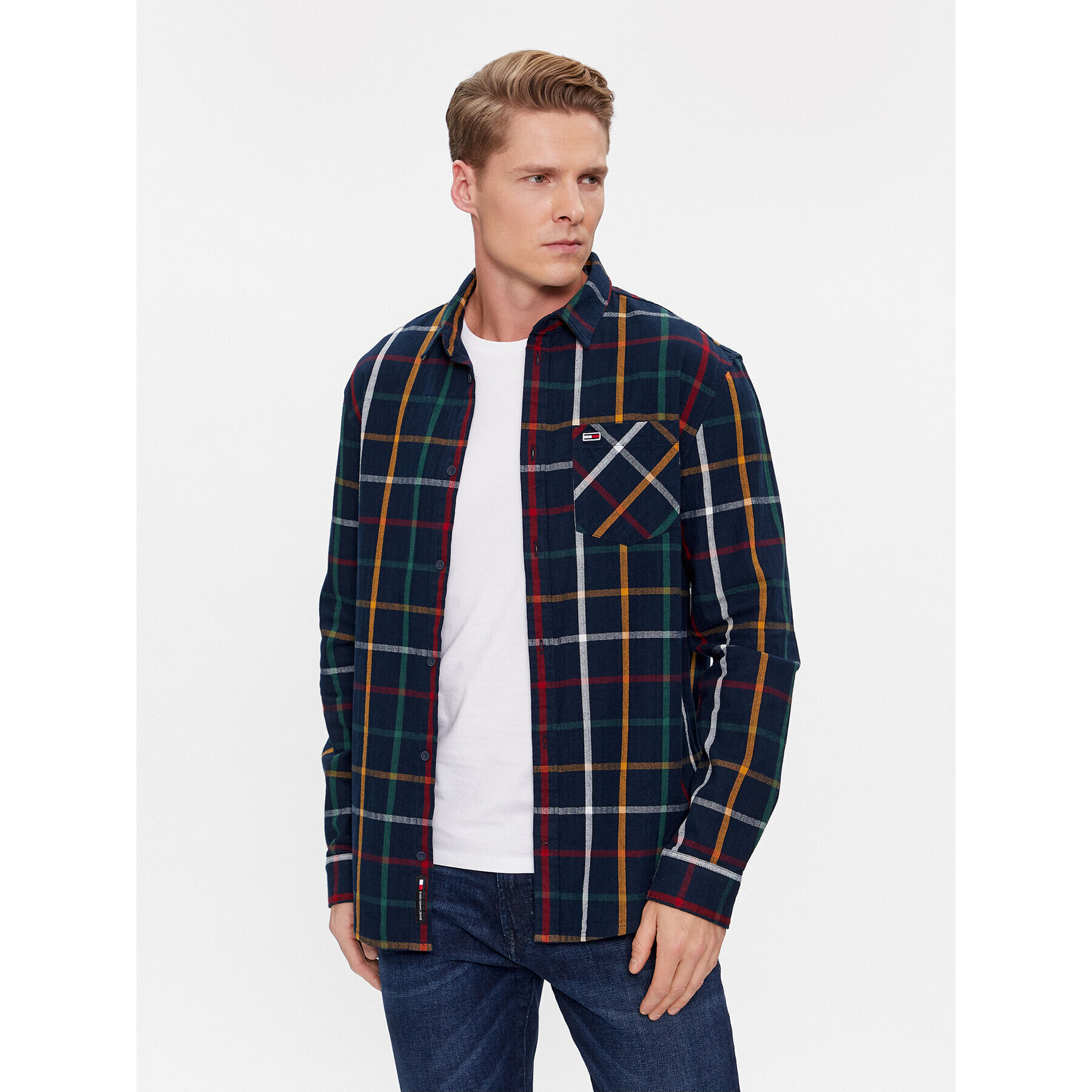 Tommy Jeans Риза Check Flannel DM0DM18334 Тъмносин Regular Fit - Pepit.bg