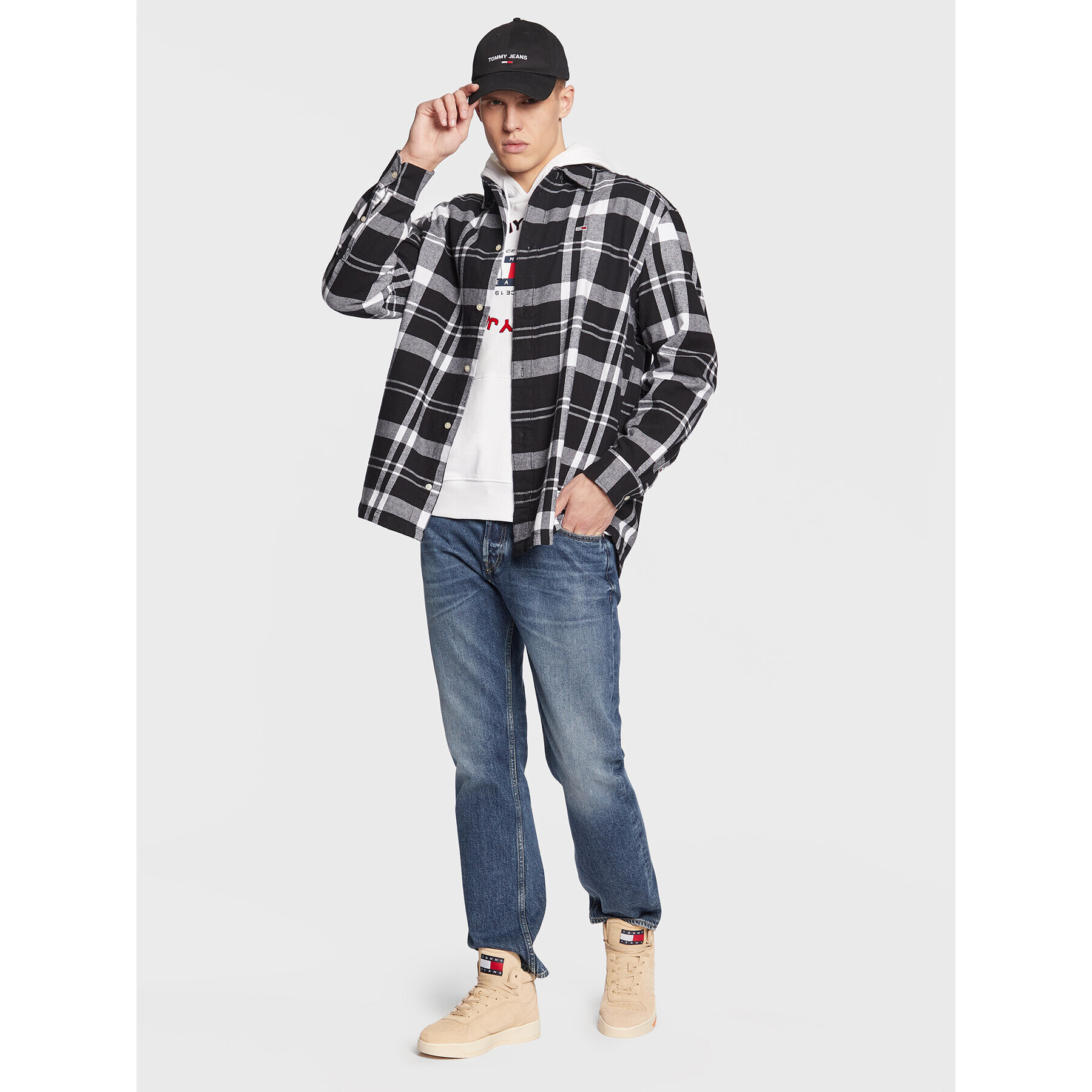 Tommy Jeans Риза Check Twill DM0DM15414 Черен Oversize - Pepit.bg