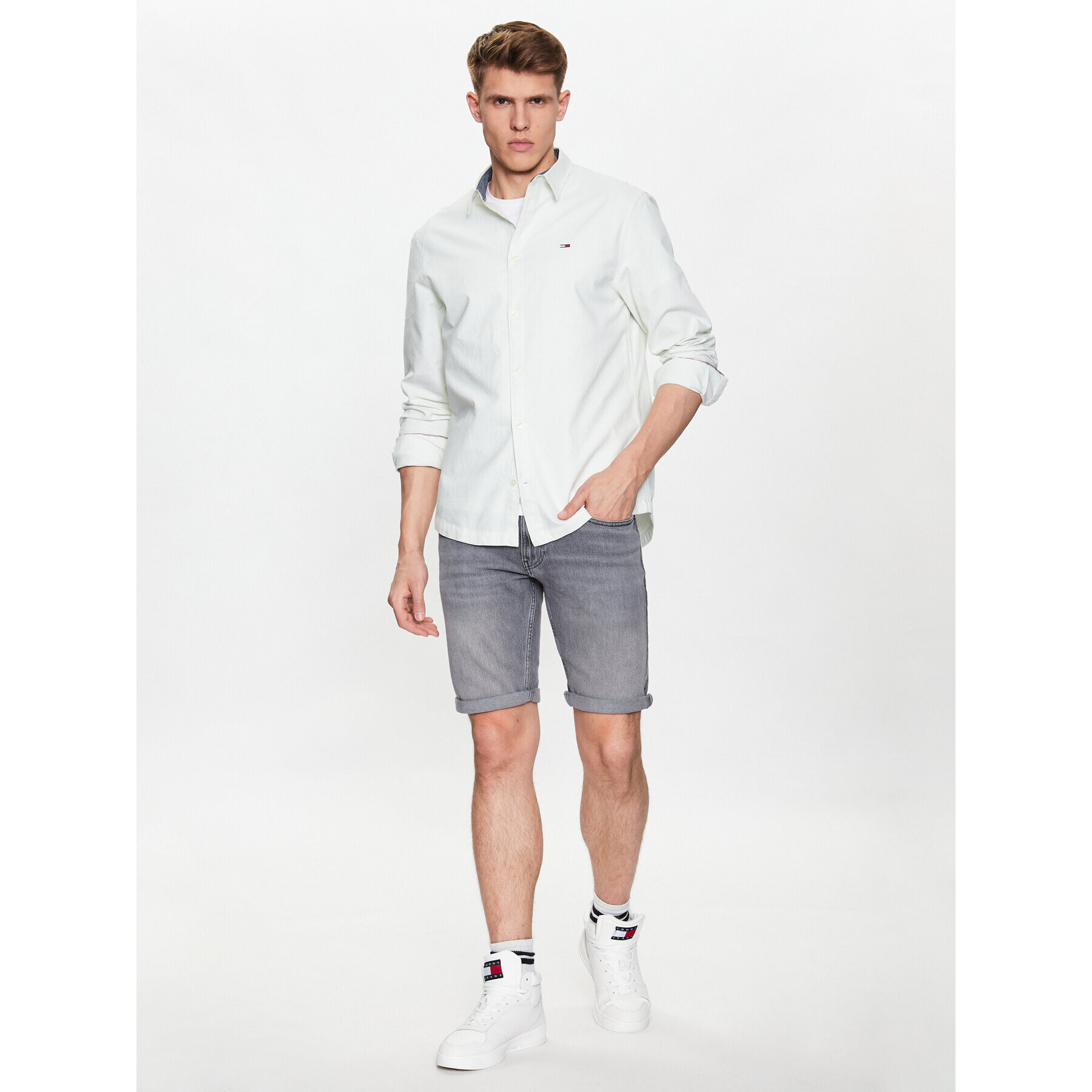 Tommy Jeans Риза Classic Oxford DM0DM15408 Зелен Classic Fit - Pepit.bg