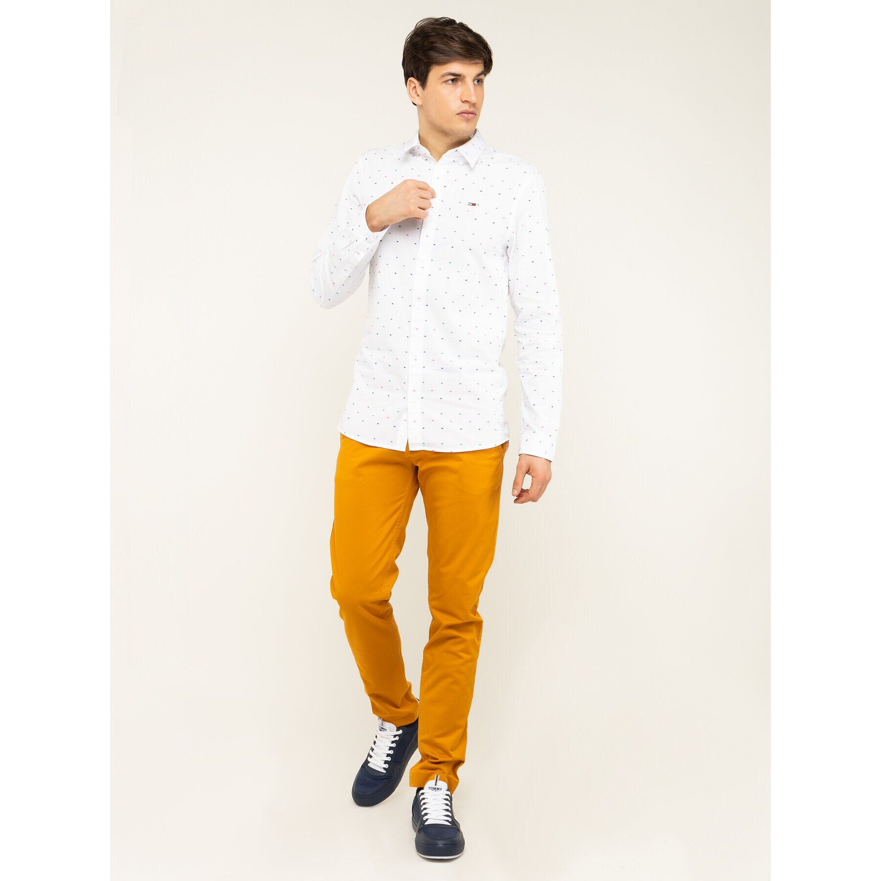 Tommy Jeans Риза Colored Dobby Poplin DM0DM07492 Бял Slim Fit - Pepit.bg