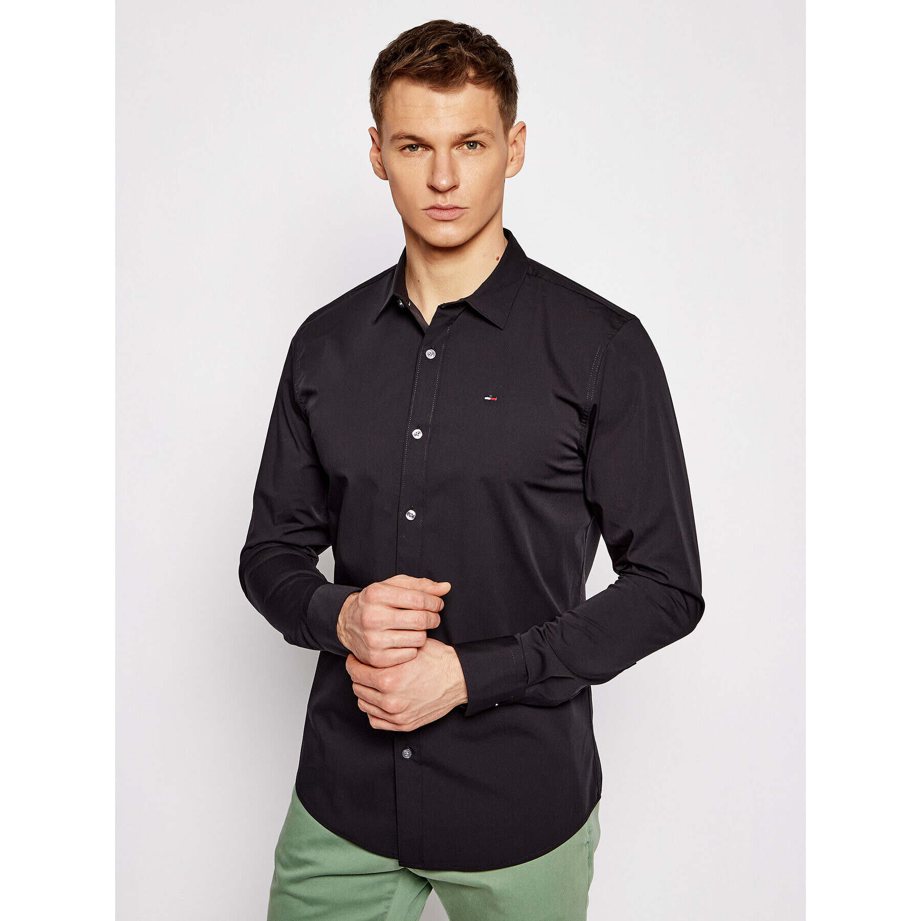 Tommy Jeans Риза DM0DM04405 Черен Slim Fit - Pepit.bg