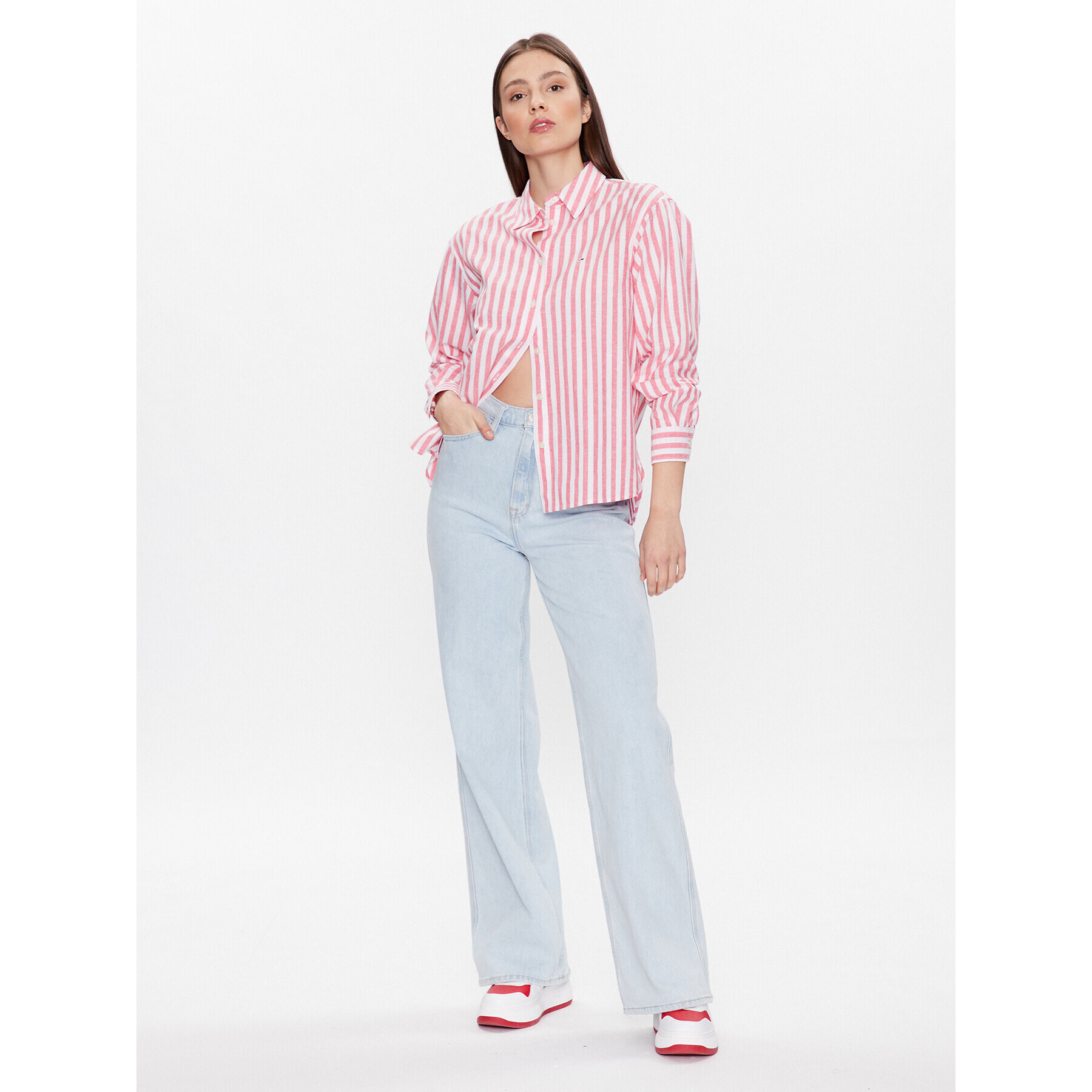 Tommy Jeans Риза DW0DW15578 Розов Relaxed Fit - Pepit.bg