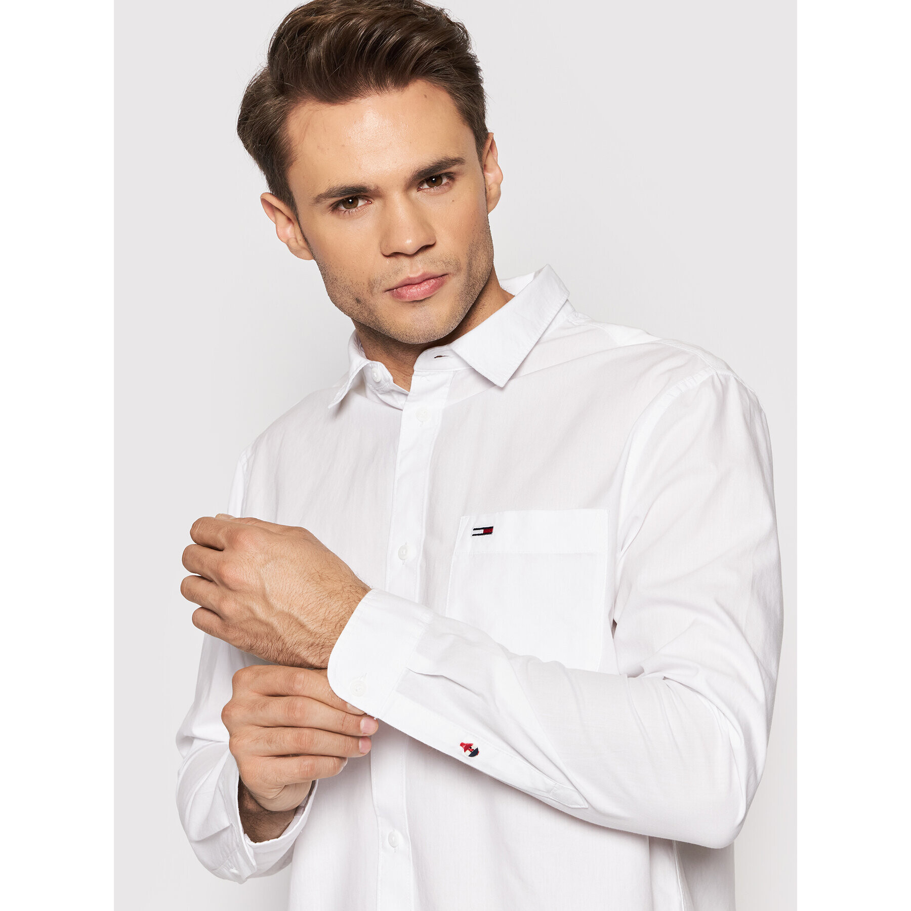 Tommy Jeans Риза Essential Poplin DM0DM11870 Бял Regular Fit - Pepit.bg