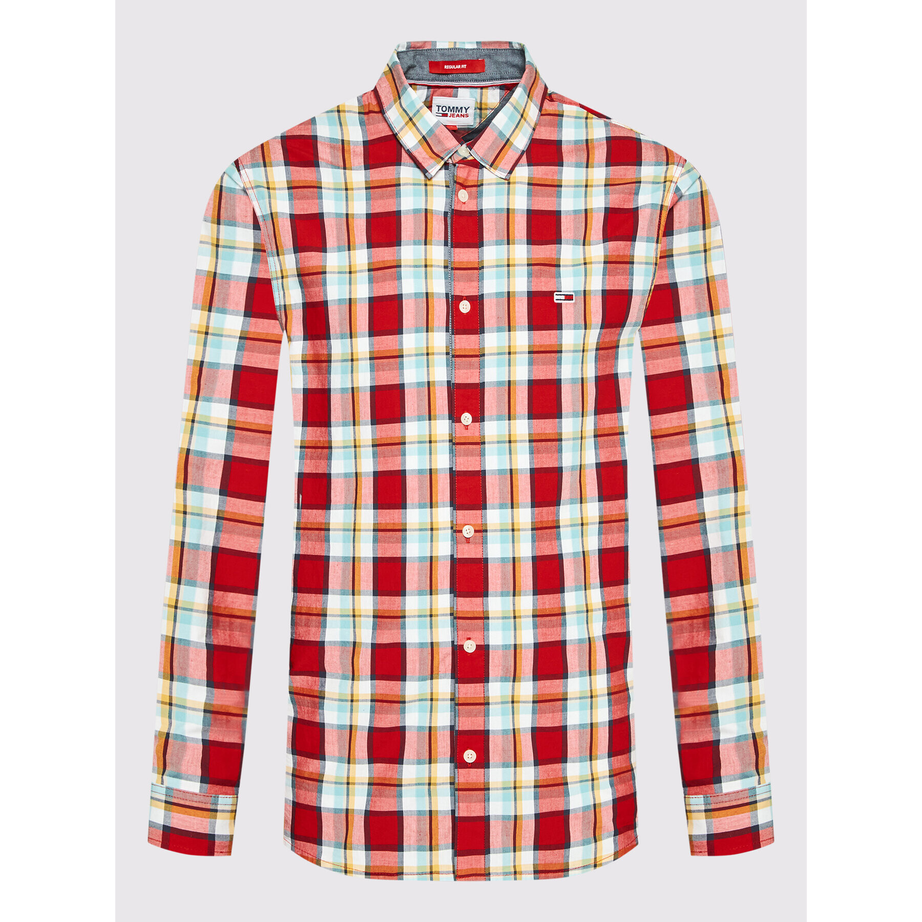 Tommy Jeans Риза Essential Poplin DM0DM13041 Червен Regular Fit - Pepit.bg