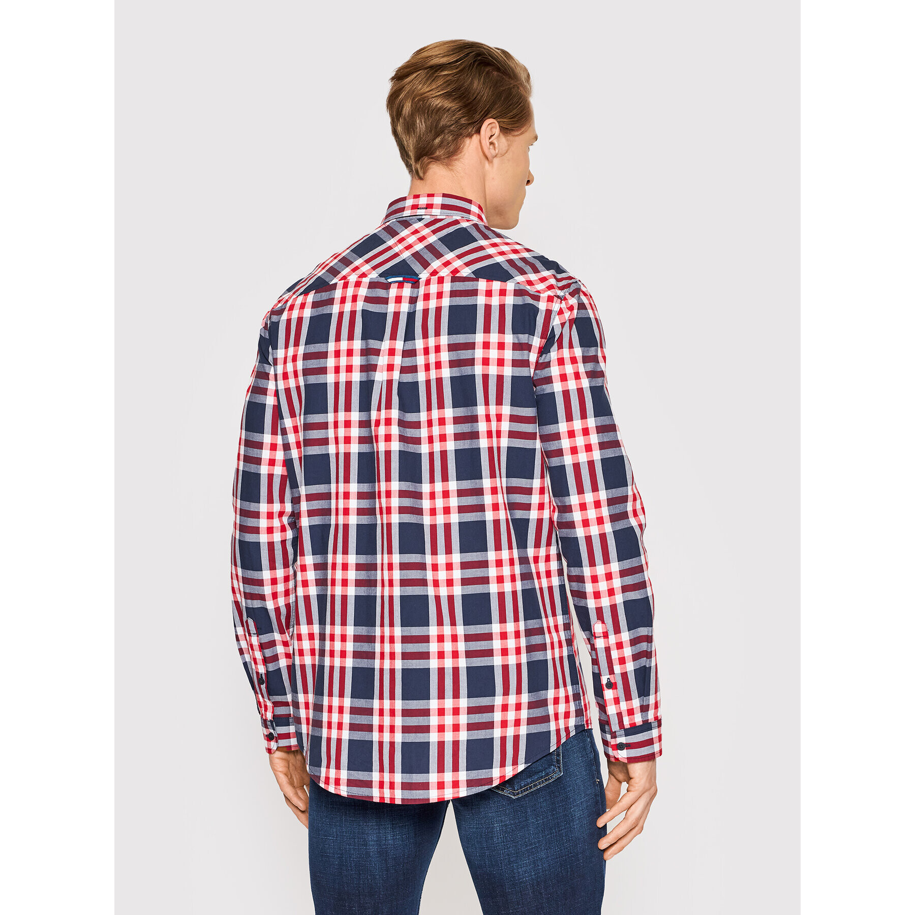 Tommy Jeans Риза Essential Poplin DM0DM13041 Тъмносин Regular Fit - Pepit.bg