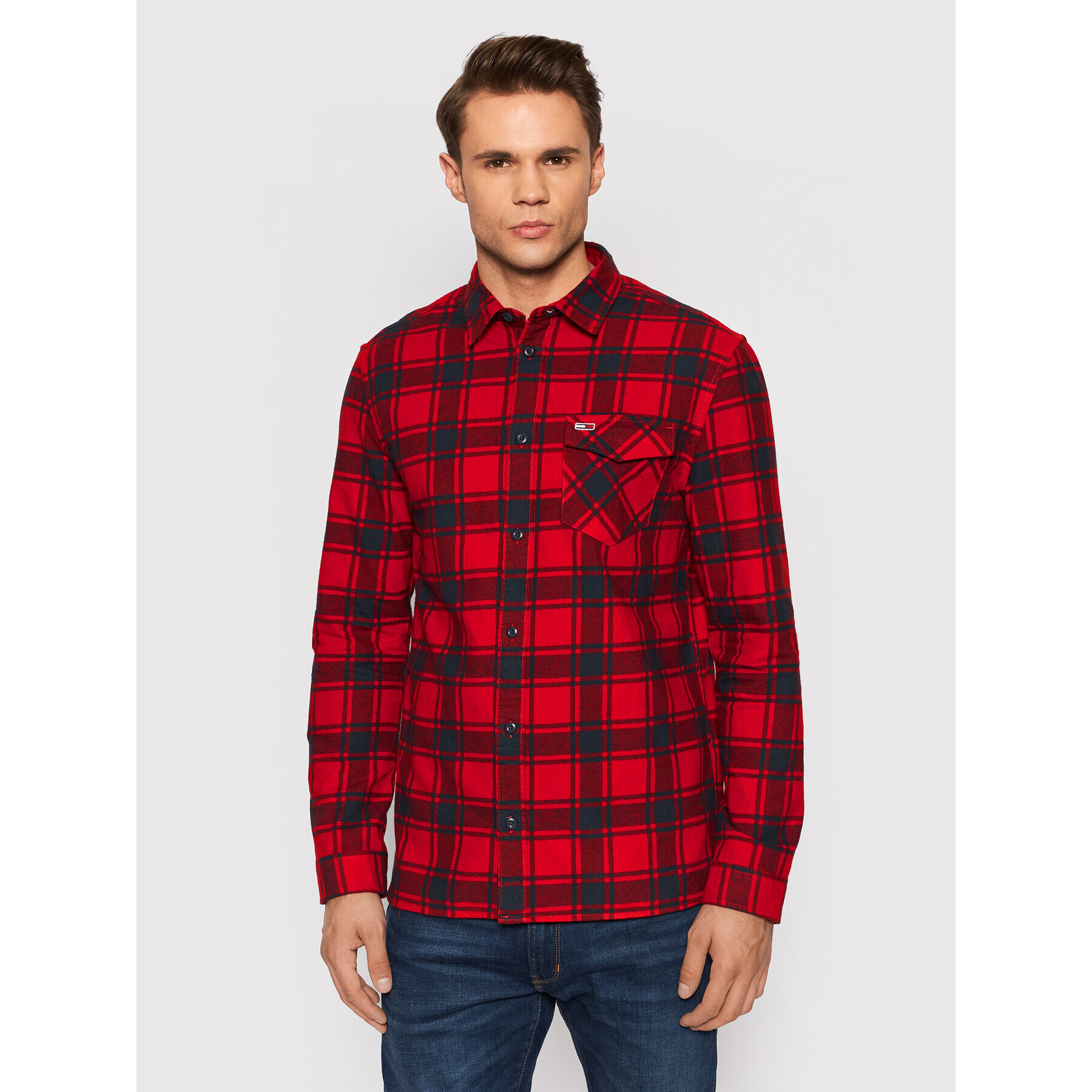 Tommy Jeans Риза Flannel Plaid DM0DM11322 Червен Regular Fit - Pepit.bg