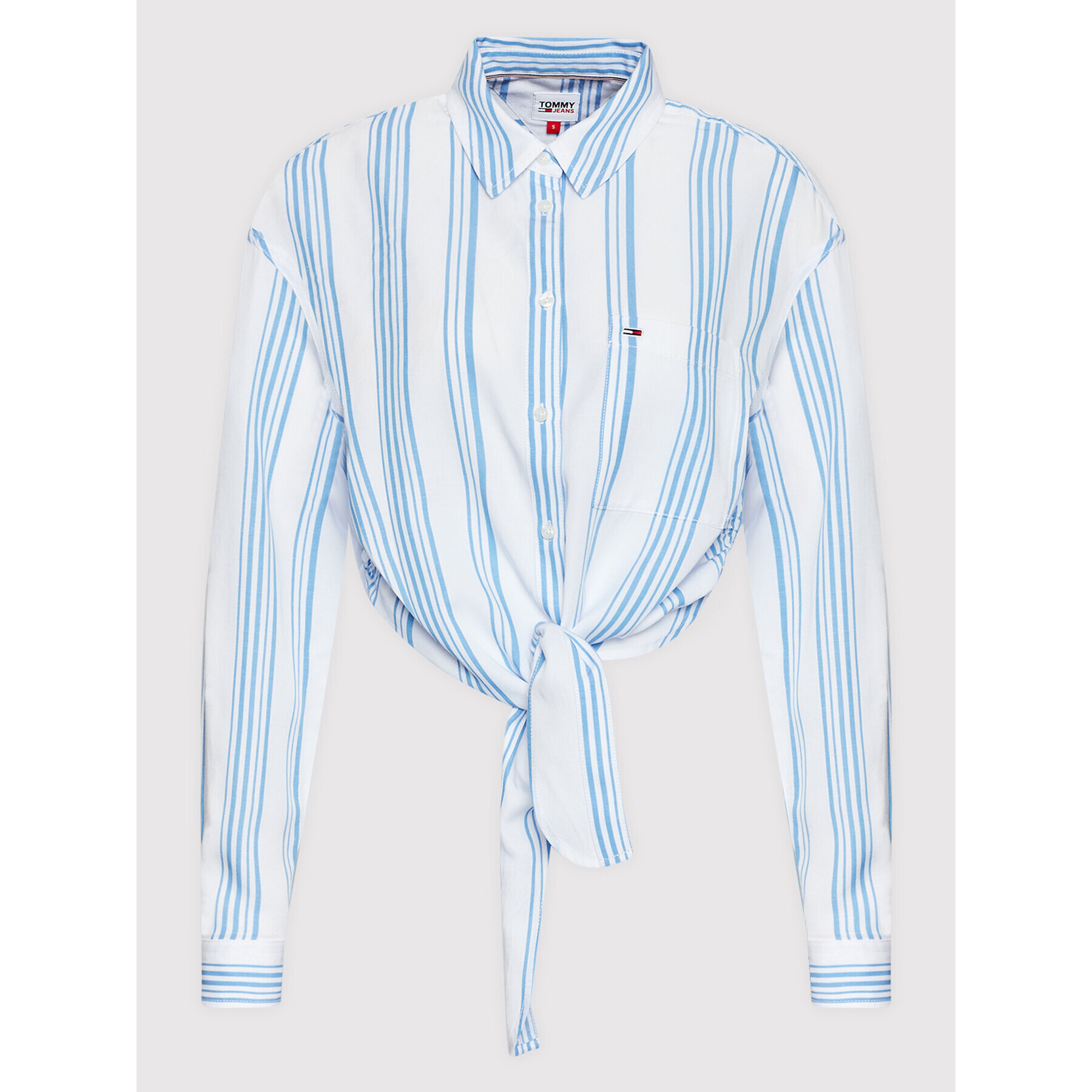 Tommy Jeans Риза Front Tie Stripe DW0DW12901 Бял Relaxed Fit - Pepit.bg