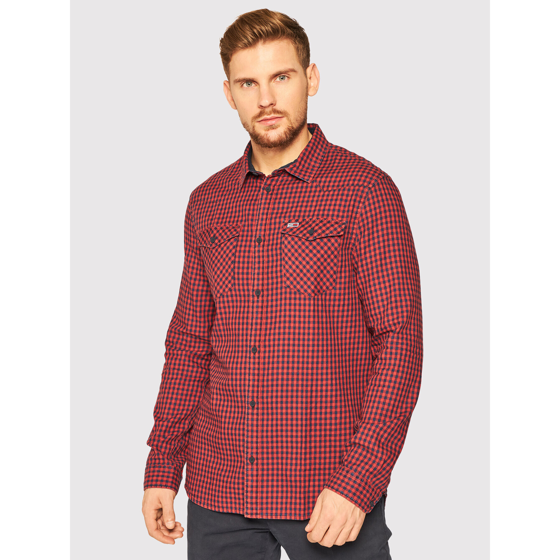 Tommy Jeans Риза Gingham Western DM0DM08779 Червен Regular Fit - Pepit.bg